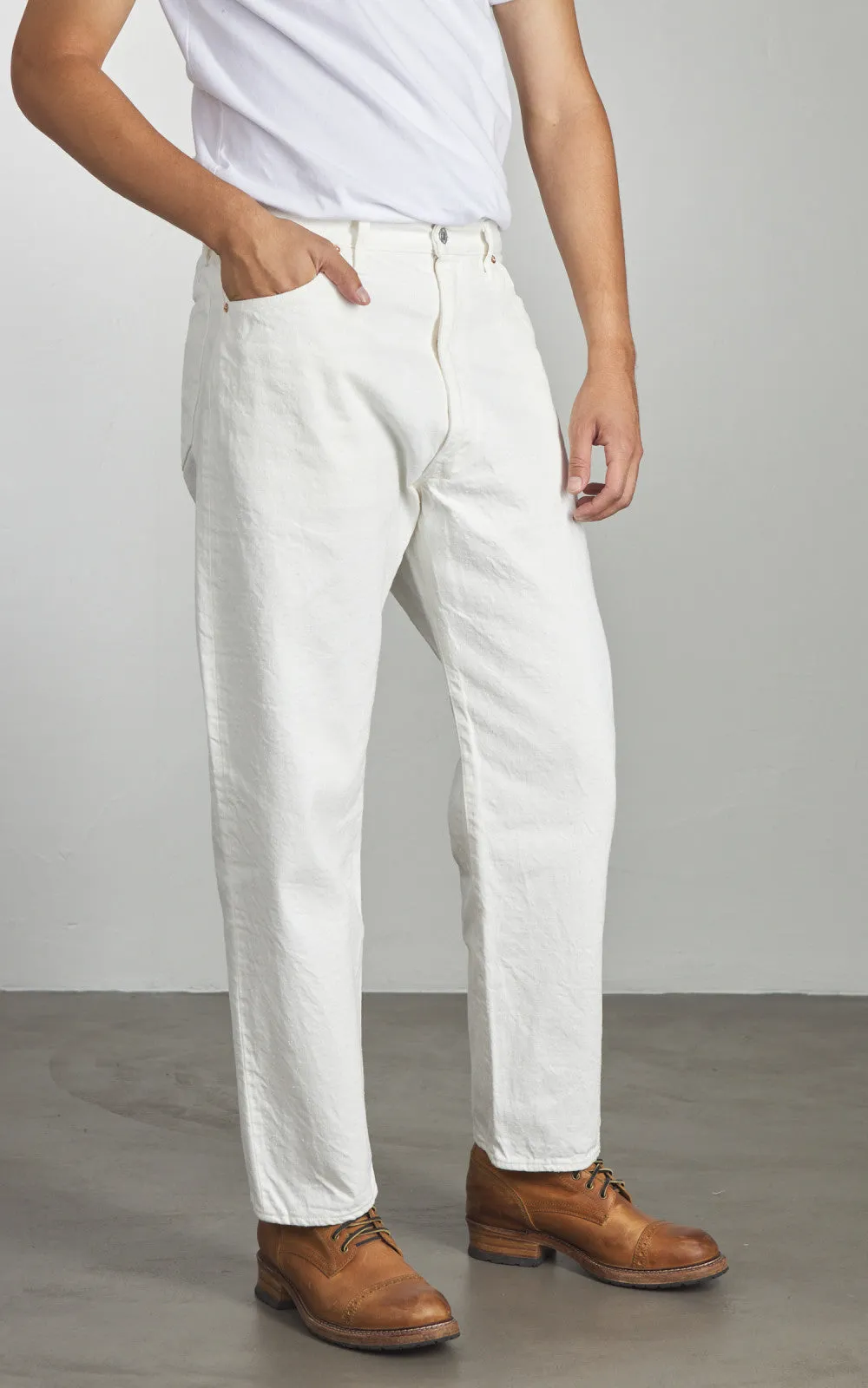 Kaptain Sunshine 5P Zipper Front Denim Pants One Wash White sold by Cultizm product image thumbnail 4