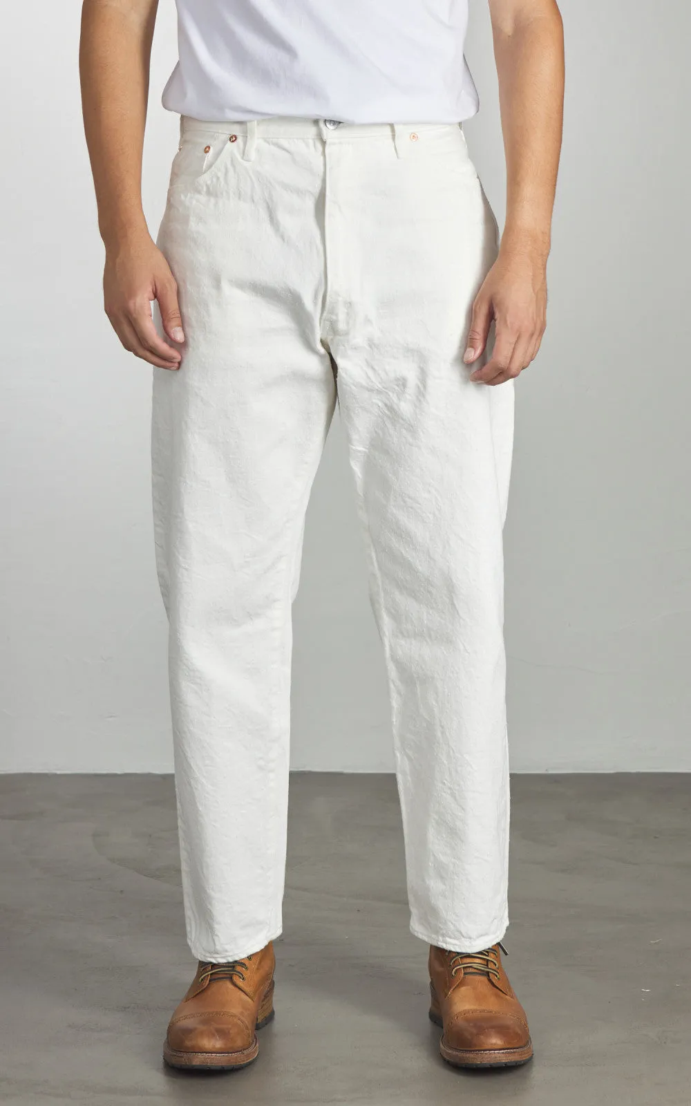 Kaptain Sunshine 5P Zipper Front Denim Pants One Wash White sold by Cultizm product image thumbnail 2