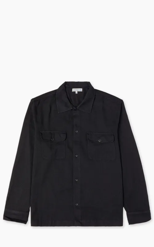 Merz b. Schwanen SHIRT06RT Cotton Twill Shirt Deep Black sold by Cultizm