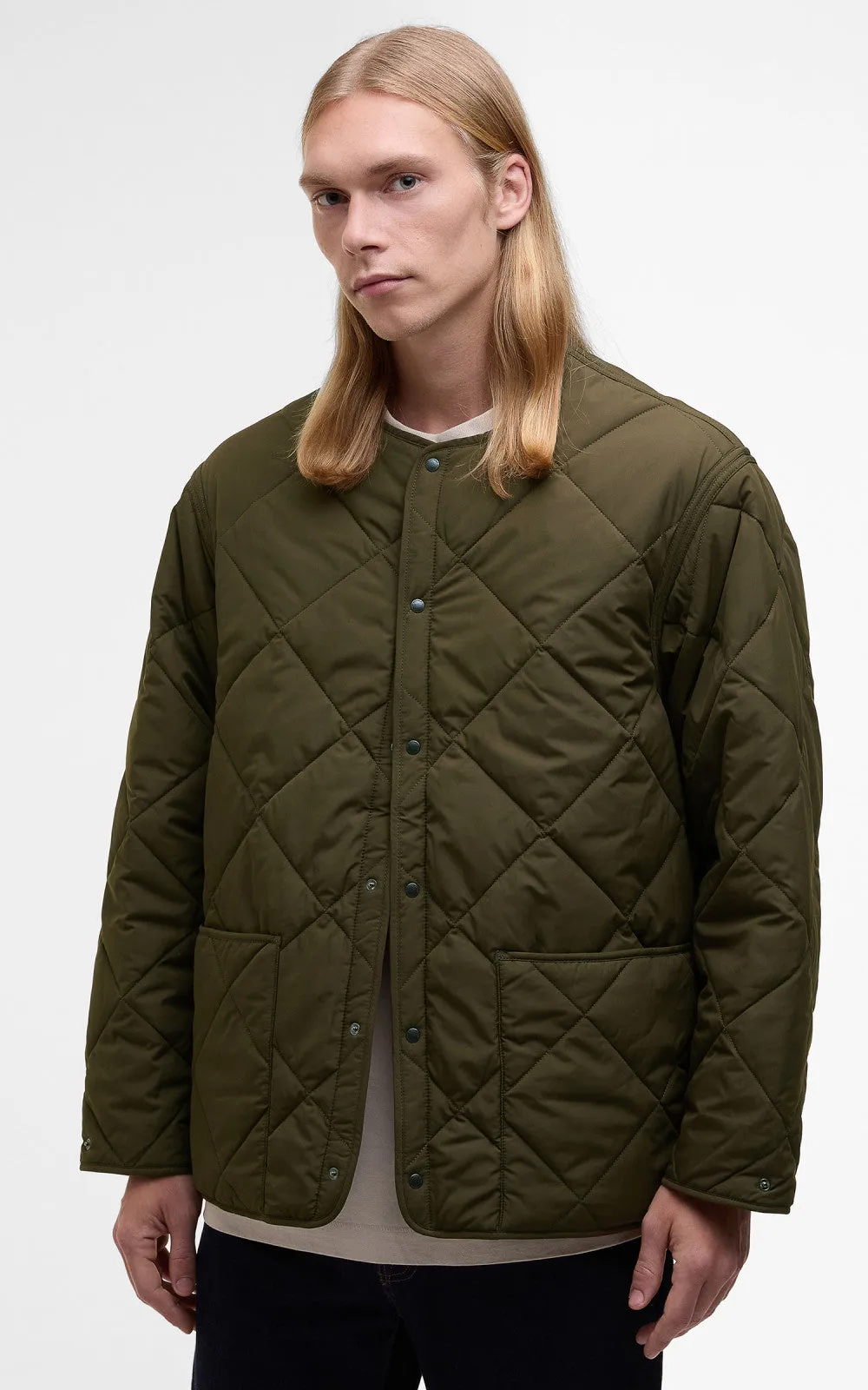 Barbour x Kaptain Sunshine Quilted Liner Khaki Brown sold by Cultizm product image thumbnail 3