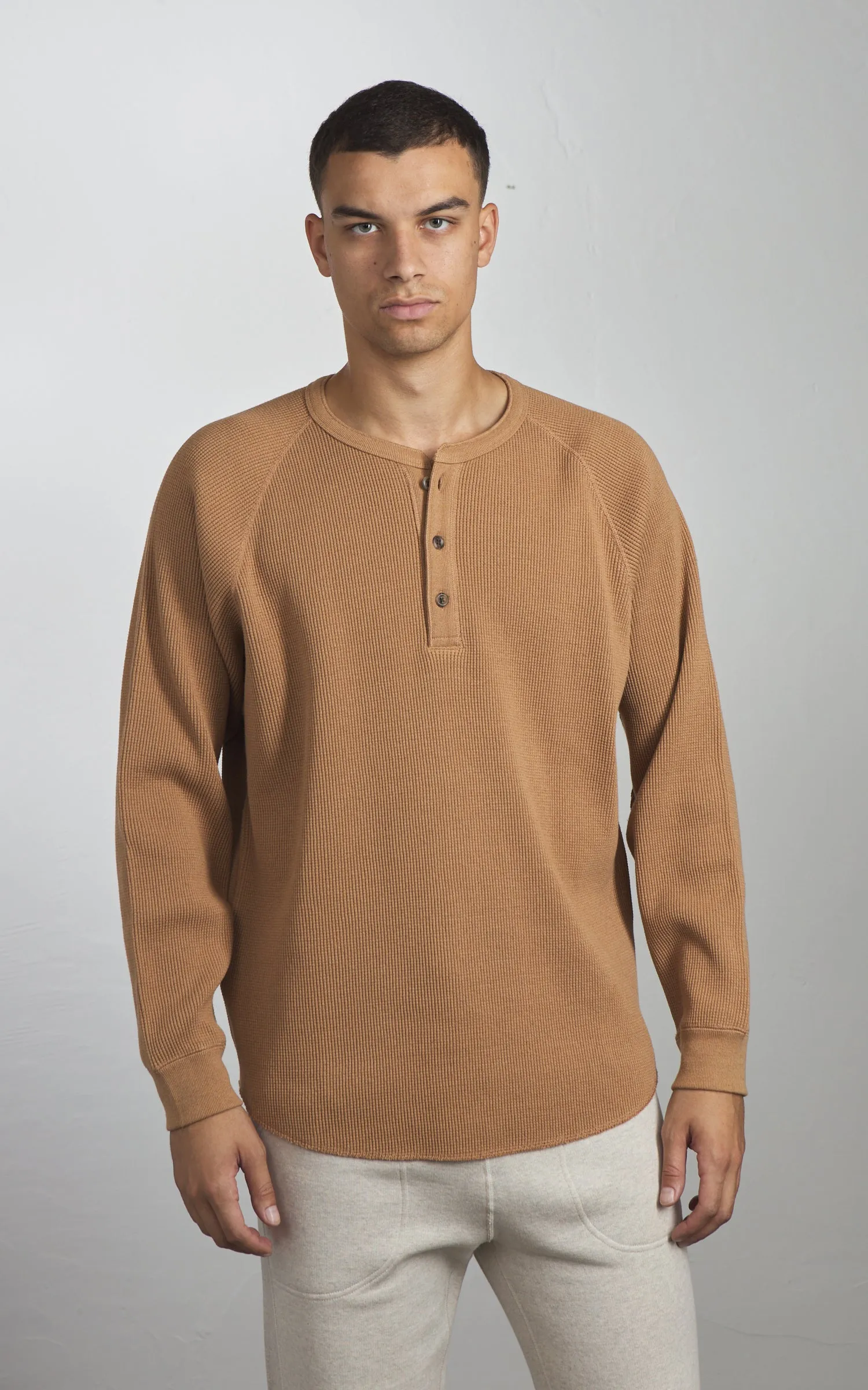 Wonder Looper Henley Foxfibre® Heavyweight Waffle Coyote 70 Brown sold by Cultizm product image thumbnail 2