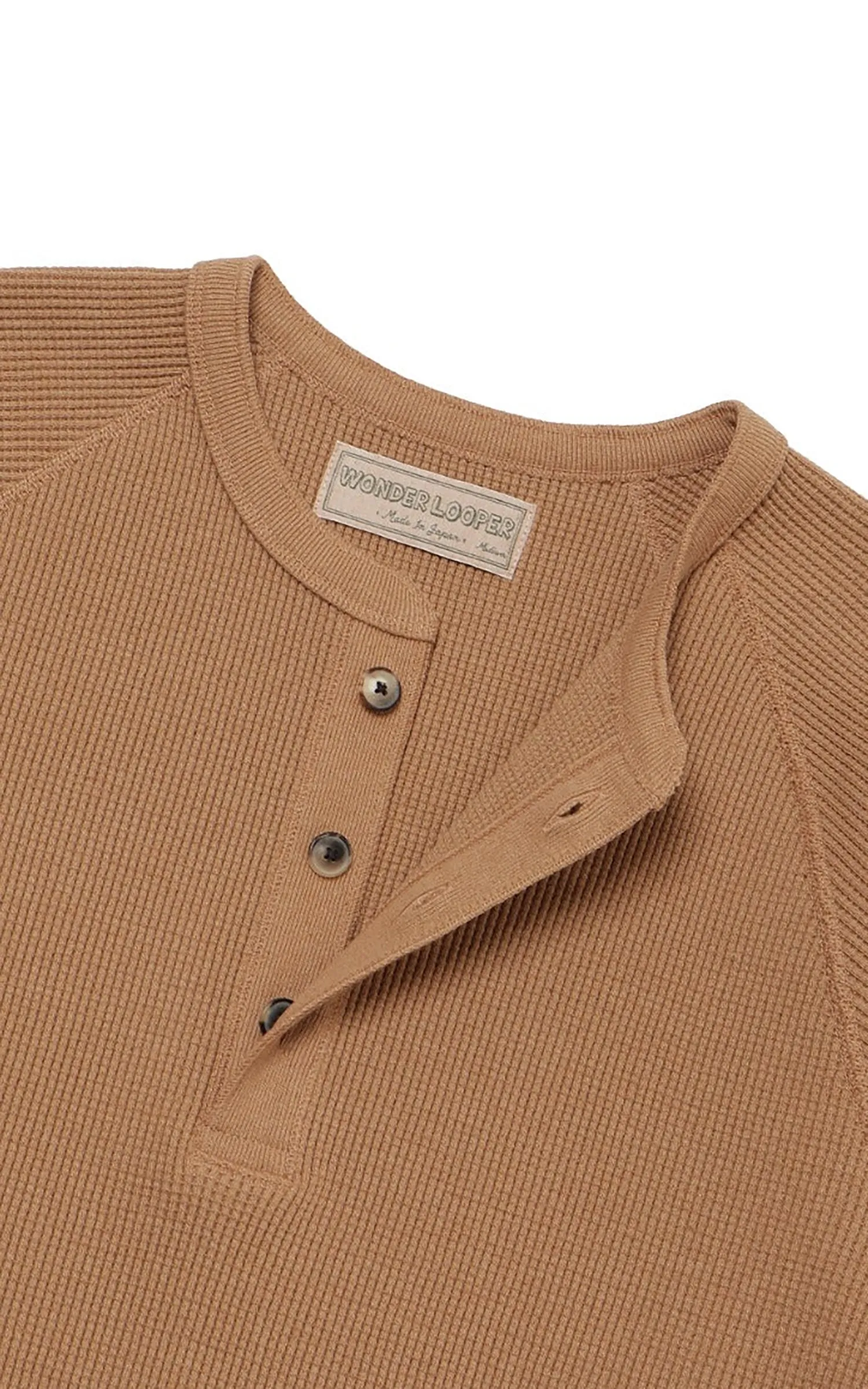 Wonder Looper Henley Foxfibre® Heavyweight Waffle Coyote 70 Brown sold by Cultizm product image thumbnail 4