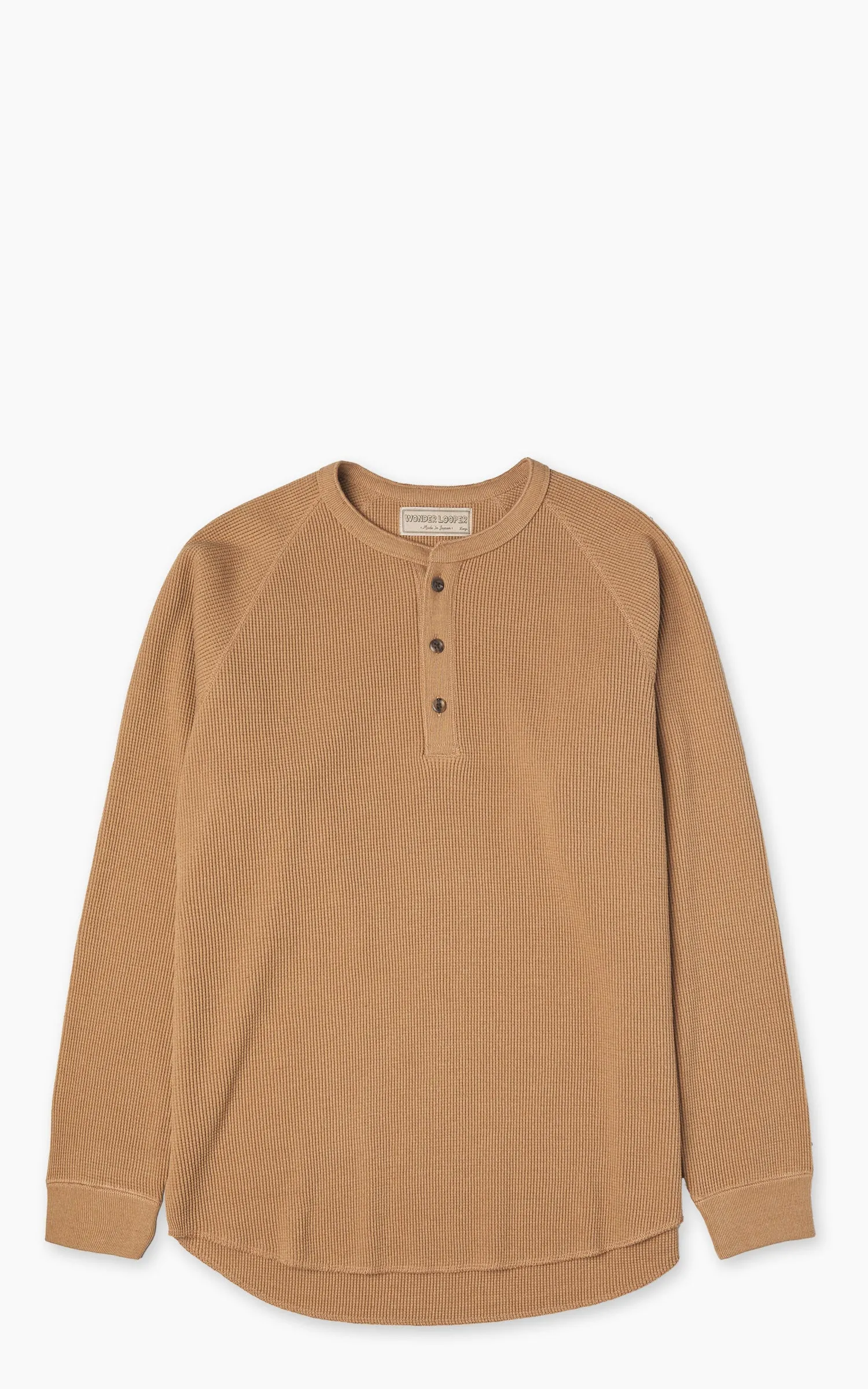 Wonder Looper Henley Foxfibre® Heavyweight Waffle Coyote 70 Brown sold by Cultizm