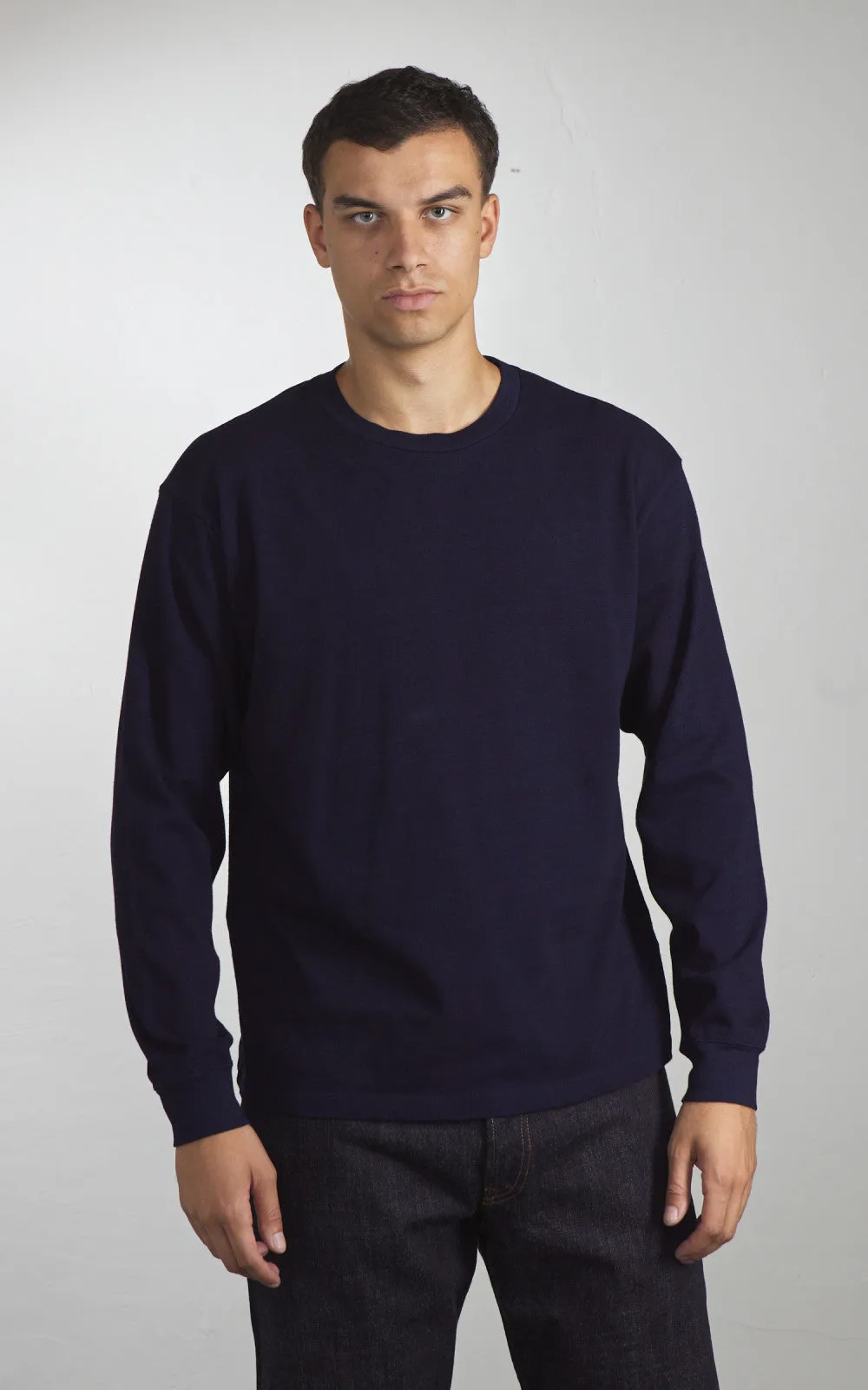 Momotaro Jeans MXTS1034 Yarn Dyed Longsleeve Tee Indigo 6.6oz sold by Cultizm product image thumbnail 2