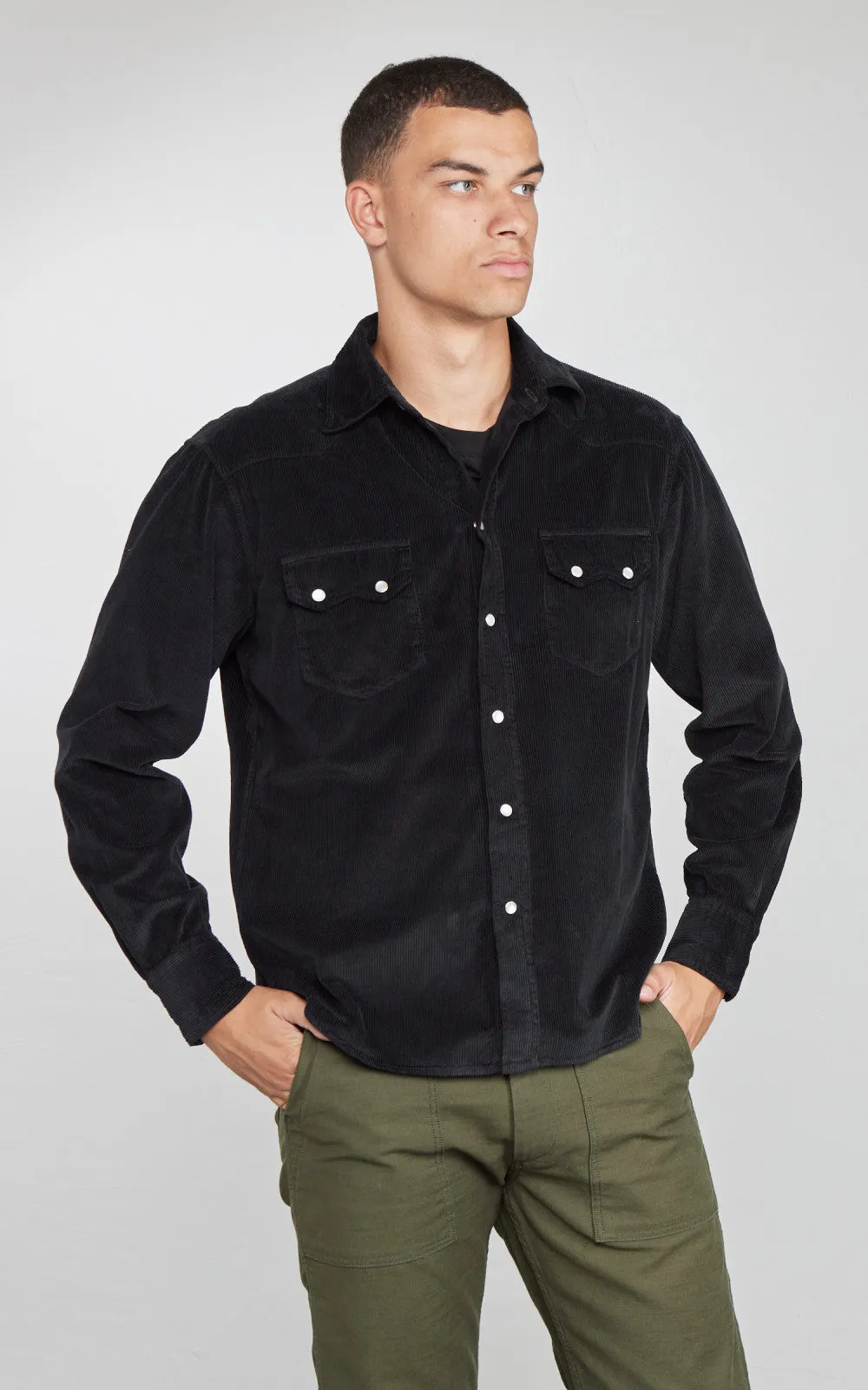 Tellason Cowboy Shirt Vell Millerighe Corduroy Black sold by Cultizm product image thumbnail 2