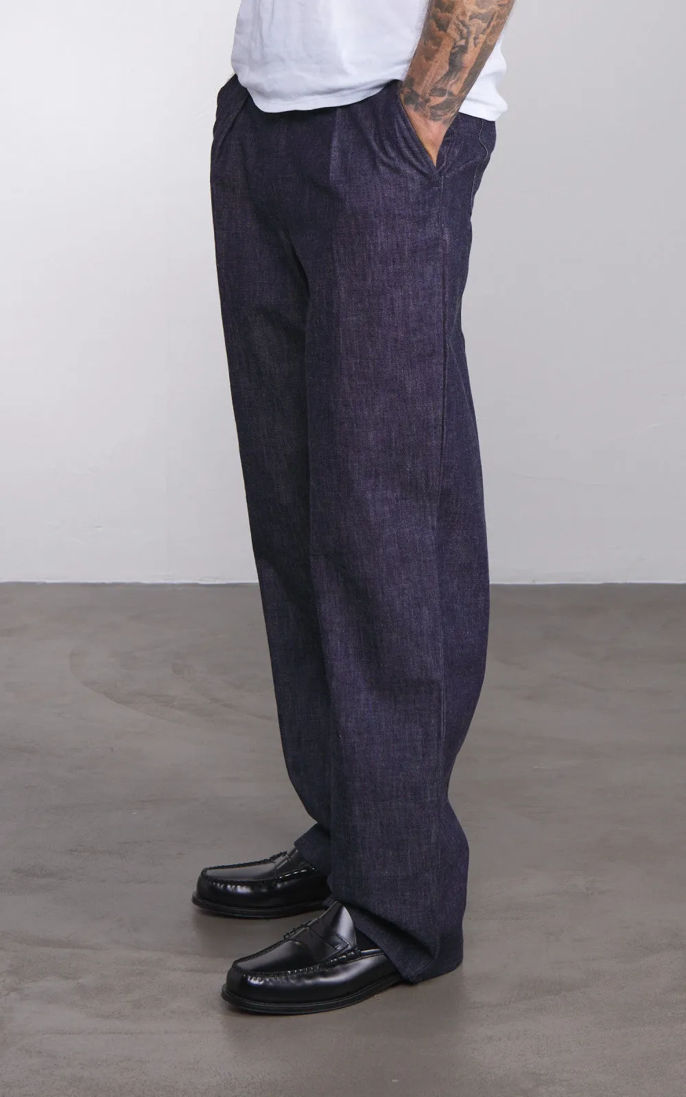 Naked & Famous Denim Pleated Trouser Rinsed Denim Indigo 10oz sold by Cultizm product image thumbnail 5