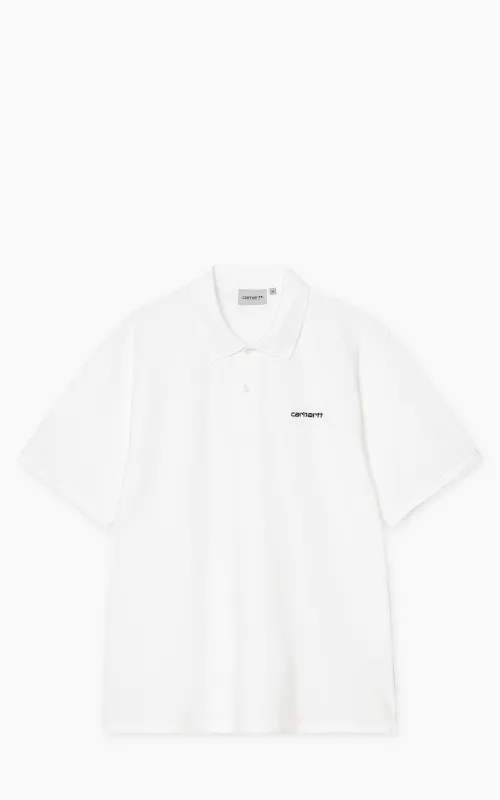 Carhartt WIP S/S Carhartt Script Polo White/Black sold by Cultizm