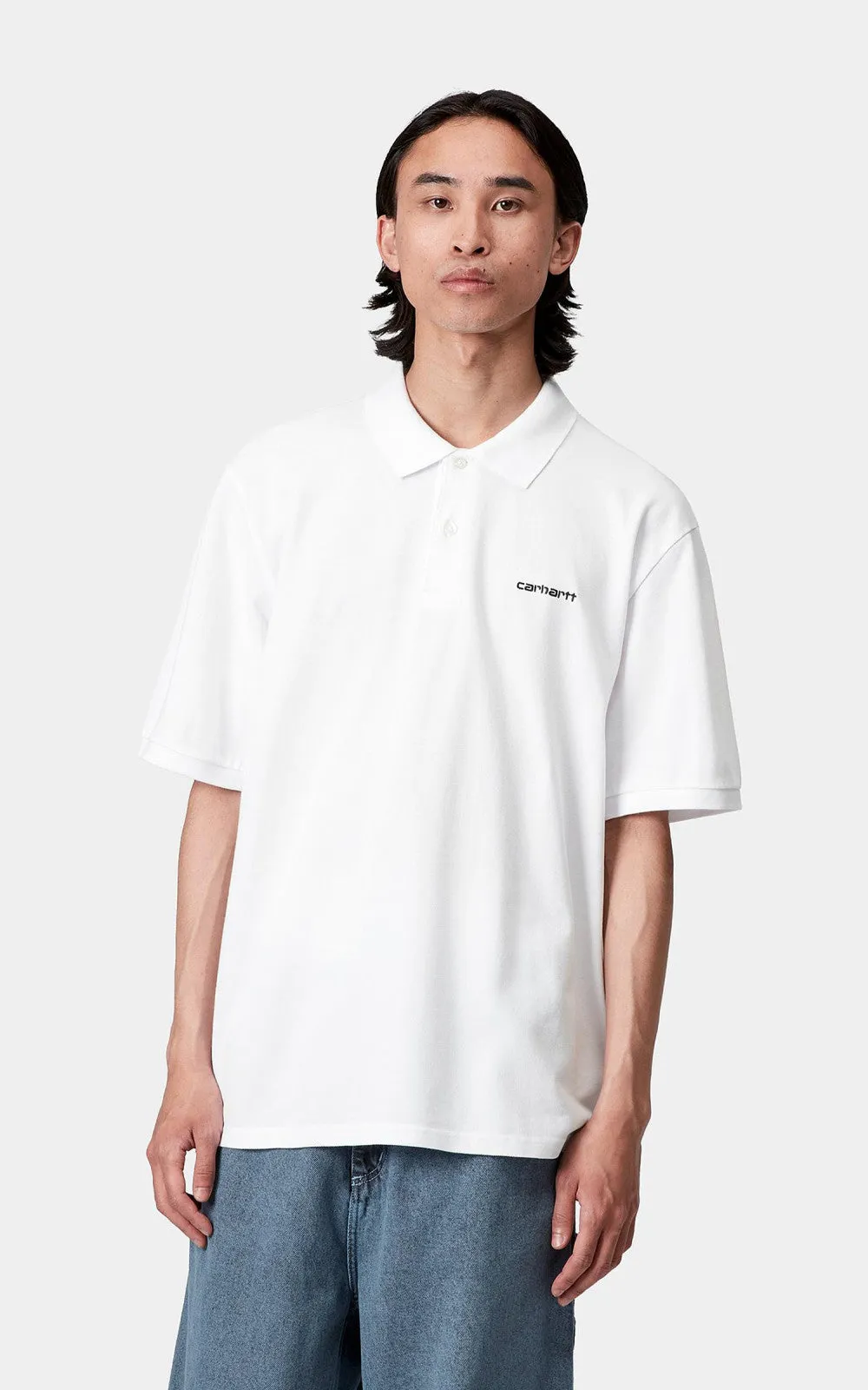 Carhartt WIP S/S Carhartt Script Polo White/Black sold by Cultizm product image thumbnail 2