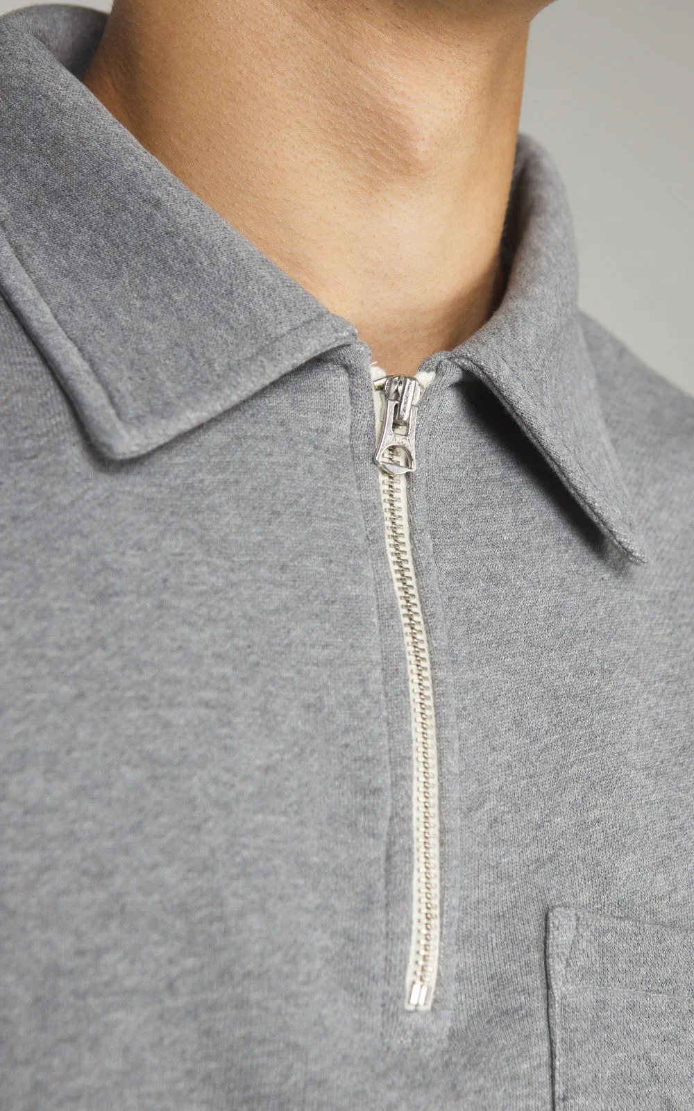 Merz b. Schwanen ZIPC01 Zip Collar Sweatshirt Grey Melange sold by Cultizm product image thumbnail 5