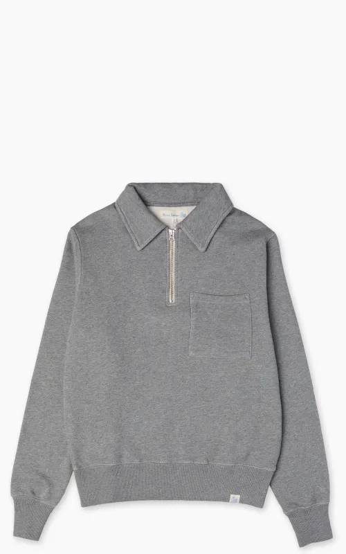 Merz b. Schwanen ZIPC01 Zip Collar Sweatshirt Grey Melange sold by Cultizm