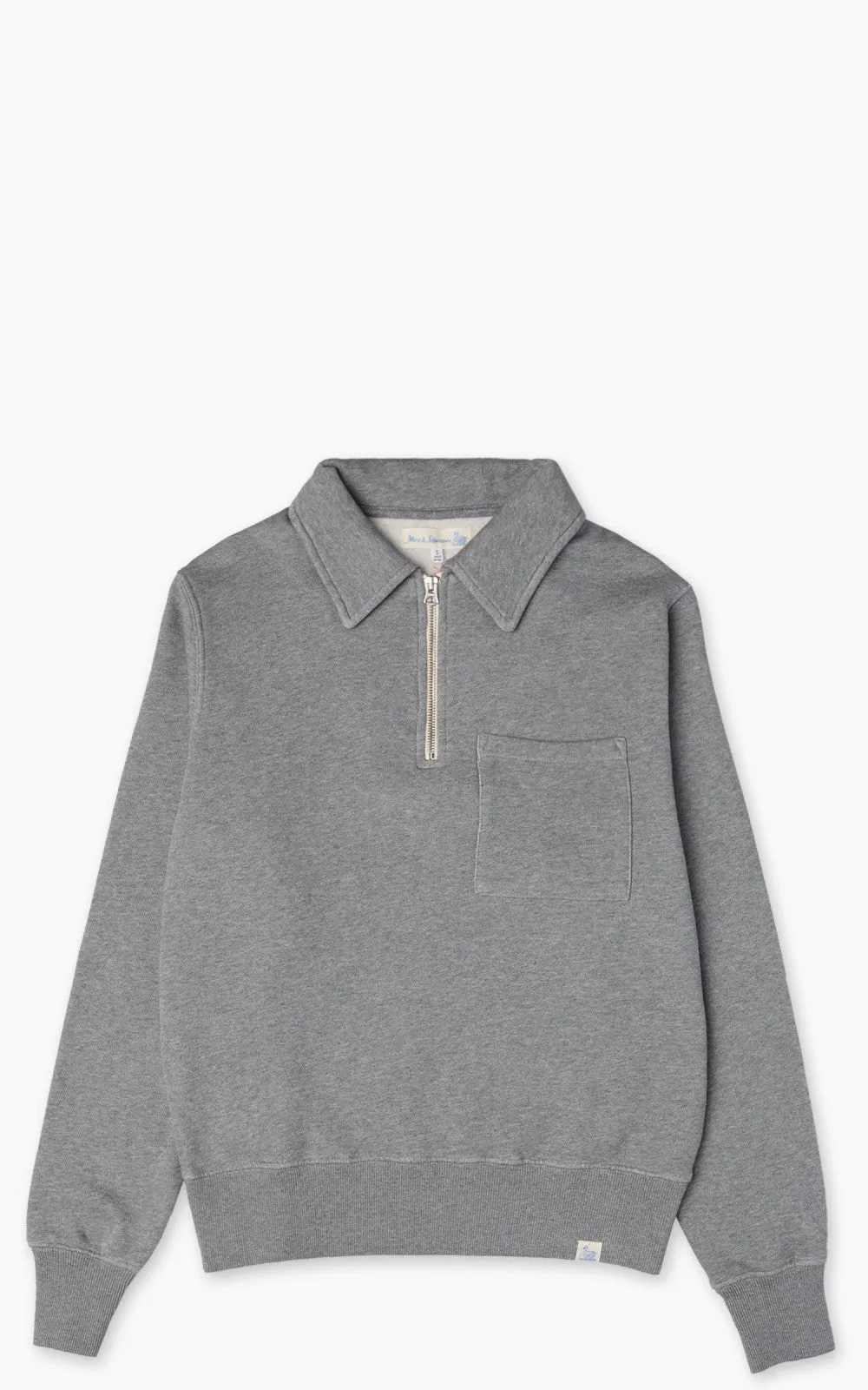 Merz b. Schwanen ZIPC01 Zip Collar Sweatshirt Grey Melange sold by Cultizm