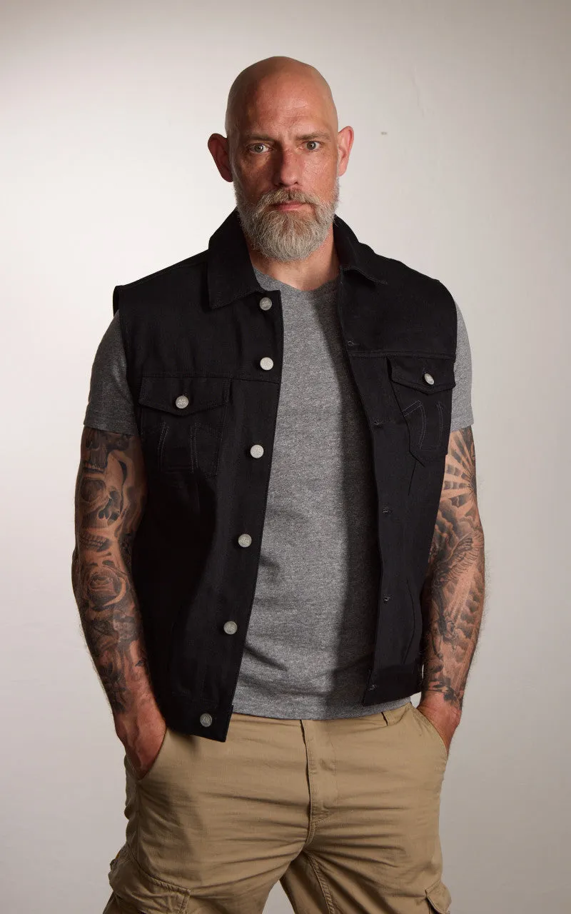 Eat Dust Fit 736 Biker Denim Vest Heavier Black 14oz sold by Cultizm product image thumbnail 2