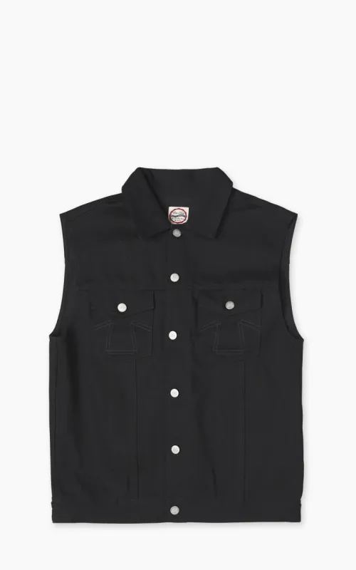 Eat Dust Fit 736 Biker Denim Vest Heavier Black 14oz sold by Cultizm