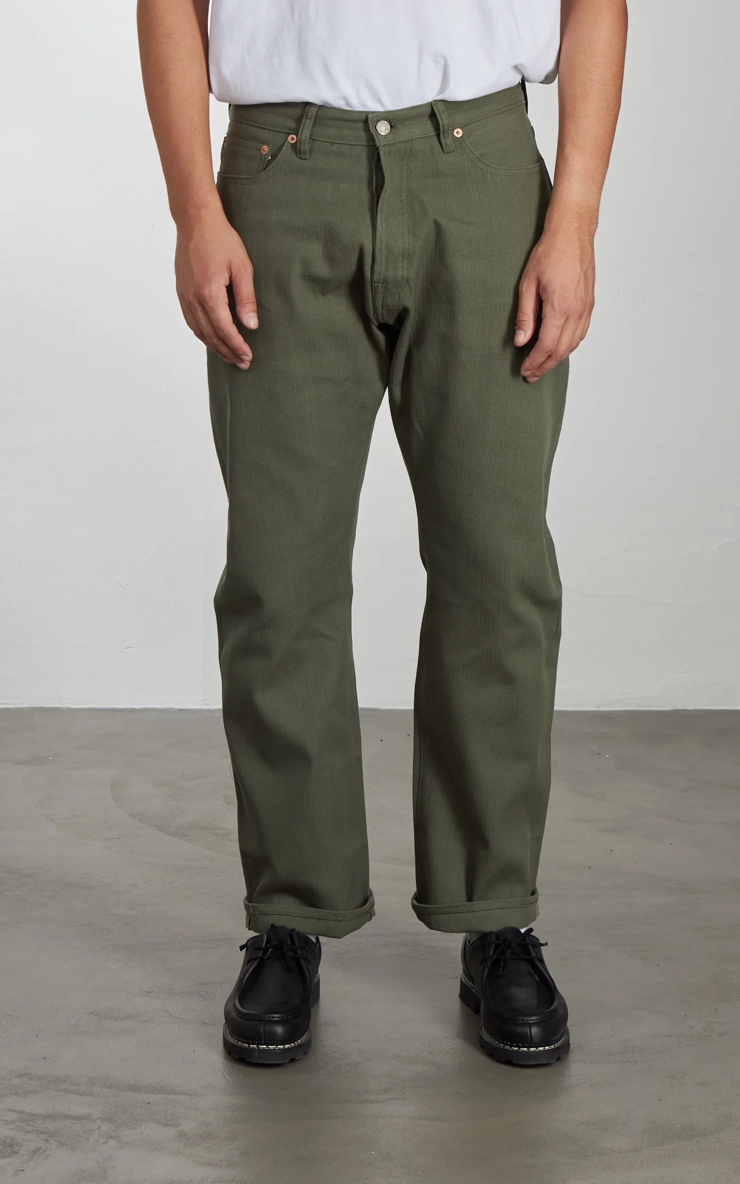 NBDN Ogre Herringbone Selvedge 5-Pocket Jeans Olive Green 15.5oz sold by Cultizm product image thumbnail 2