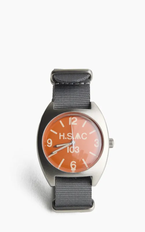 M.R.M.W. Royal Army H.S. W10 Air Force Watch Orange Dial Grey Nylon Strap sold by Cultizm