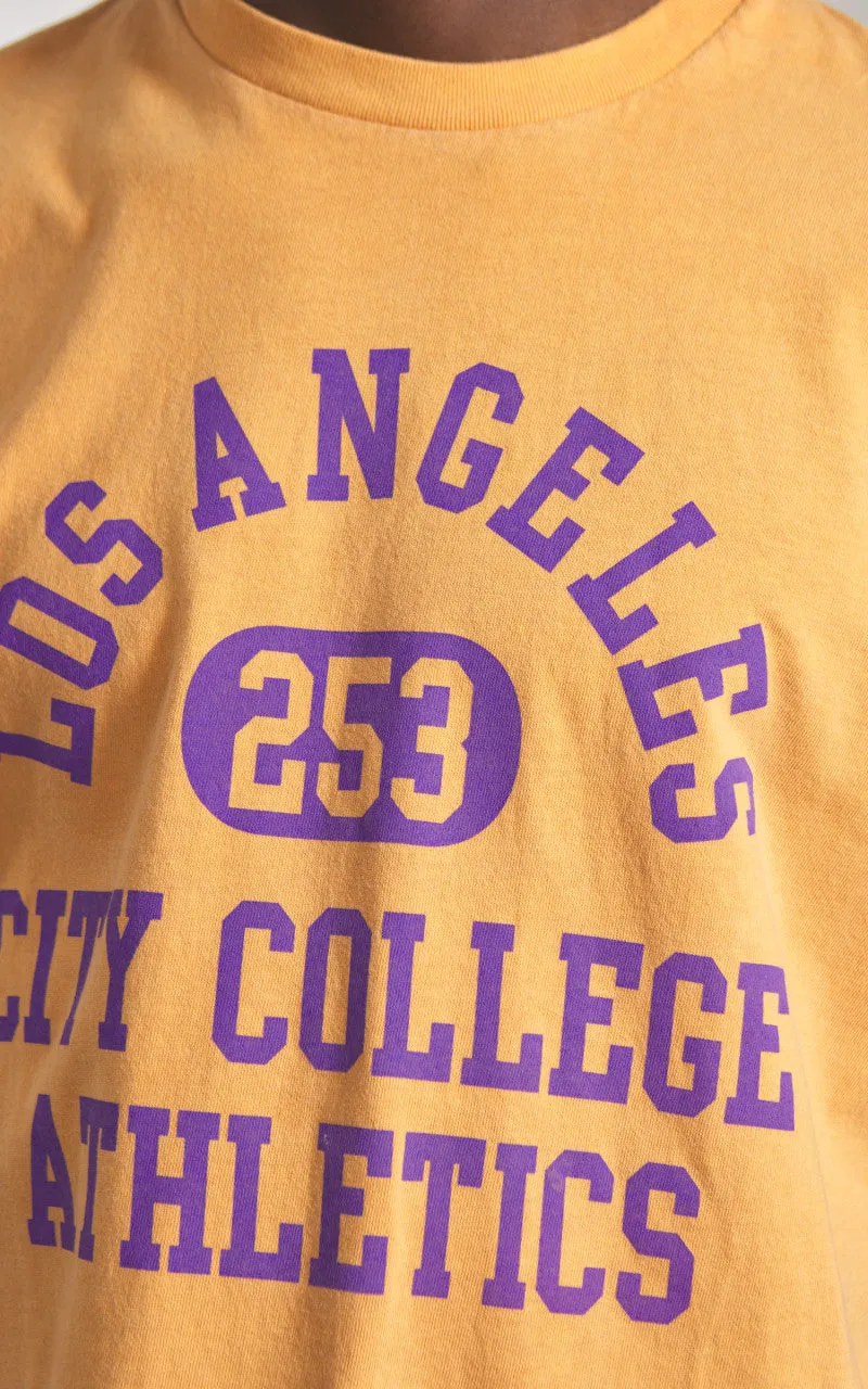 Houston Pigment Dyed (Los Angeles) Print T-Shirt Yellow sold by Cultizm product image thumbnail 4