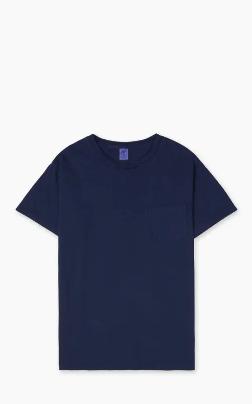 Velva Sheen Crew Neck Pocket Tee Blue Indigo Dyed sold by Cultizm