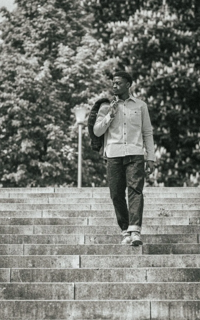 Studio D'Artisan D5335H Heavy Japanese Hickory Stripe Work Shirt Indigo sold by Cultizm product image thumbnail 2