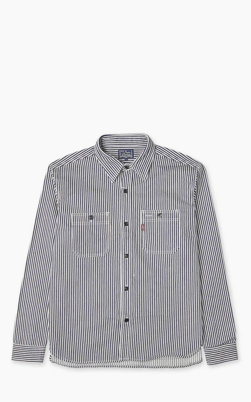 Studio D'Artisan D5335H Heavy Japanese Hickory Stripe Work Shirt Indigo sold by Cultizm