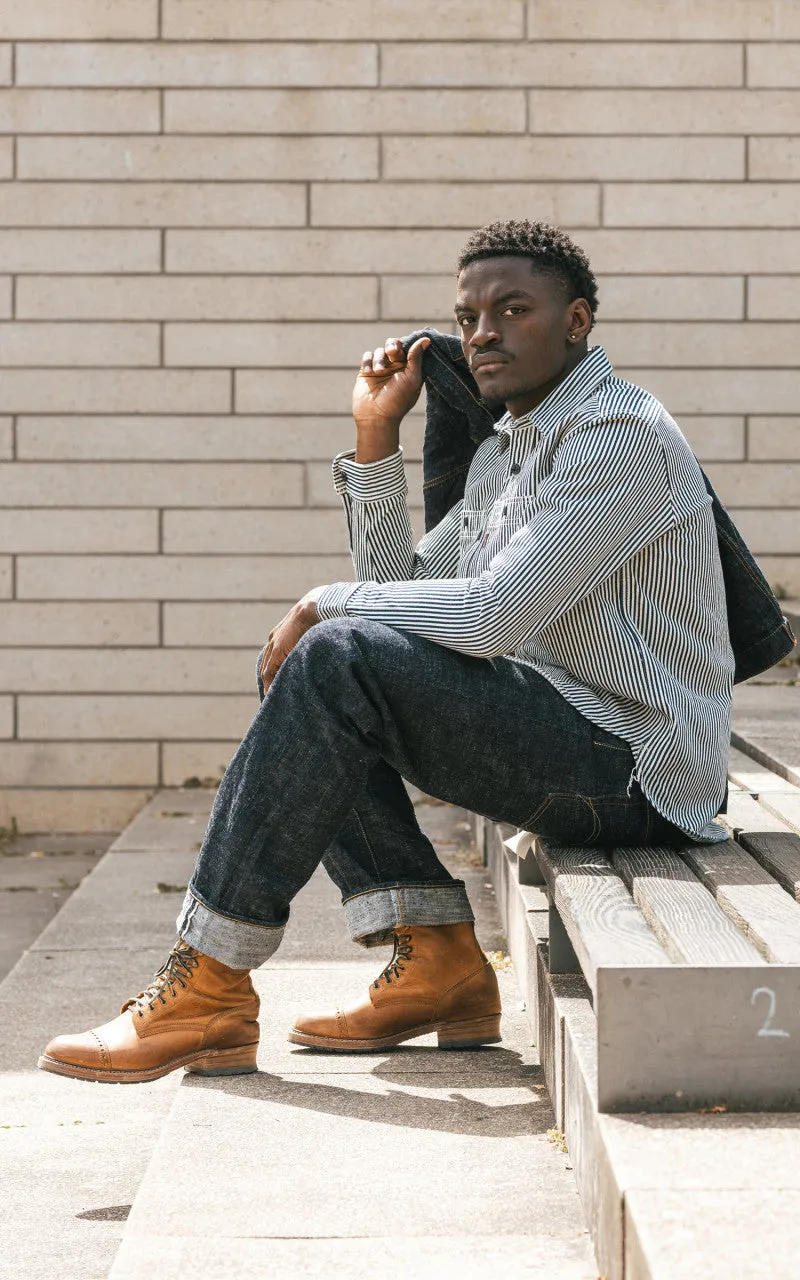 Studio D'Artisan D5335H Heavy Japanese Hickory Stripe Work Shirt Indigo sold by Cultizm product image thumbnail 3