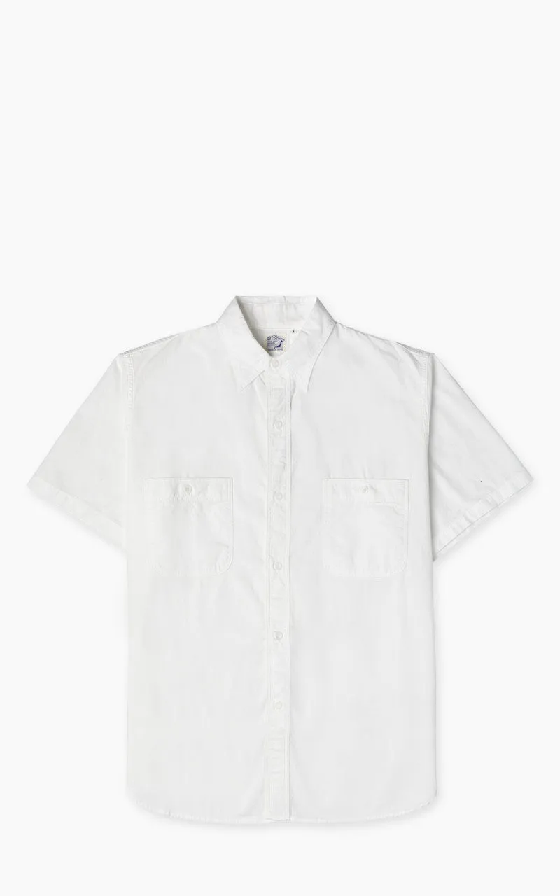 OrSlow Short Sleeve Chambray Work Shirt White sold by Cultizm