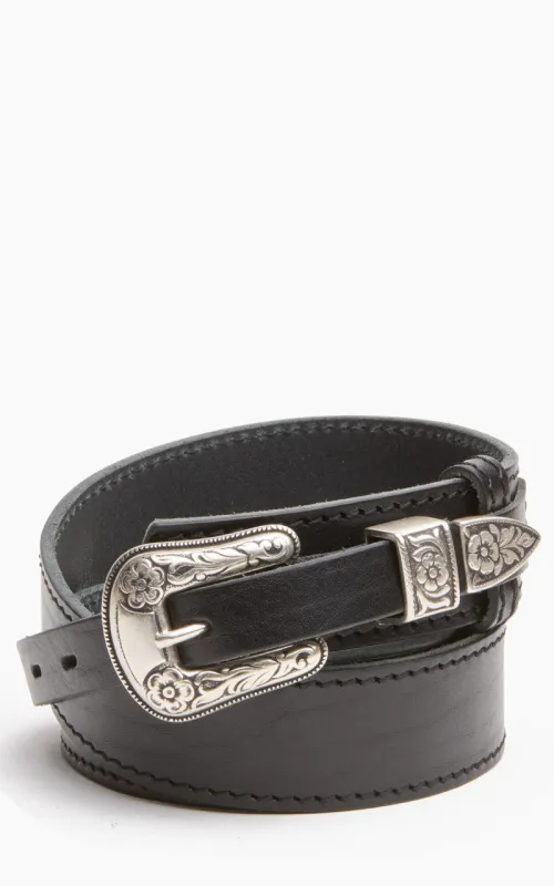 Jean Dessel Western Belt Flowers Buckle Black sold by Cultizm