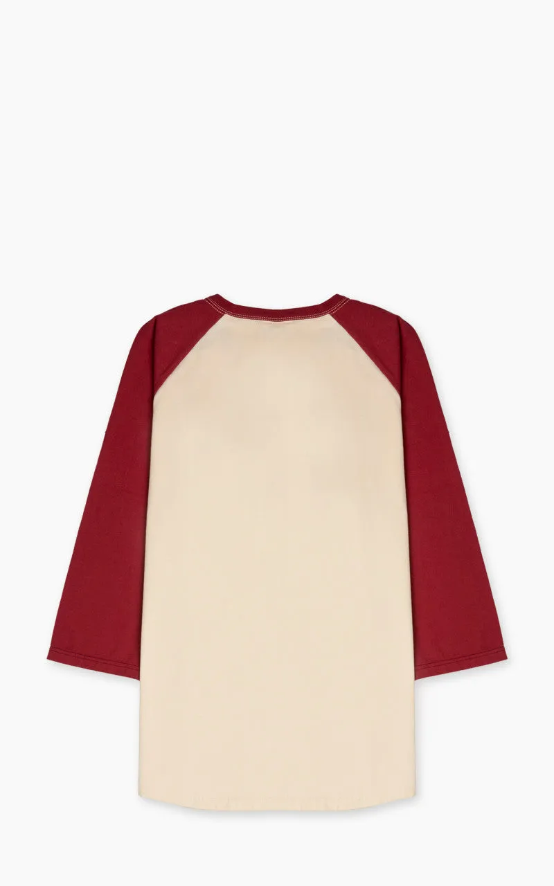 The Flat Head FN-TSRB-003 Raglan Qaurter Sleeve R.T.W. Ivory/Red sold by Cultizm product image thumbnail 3