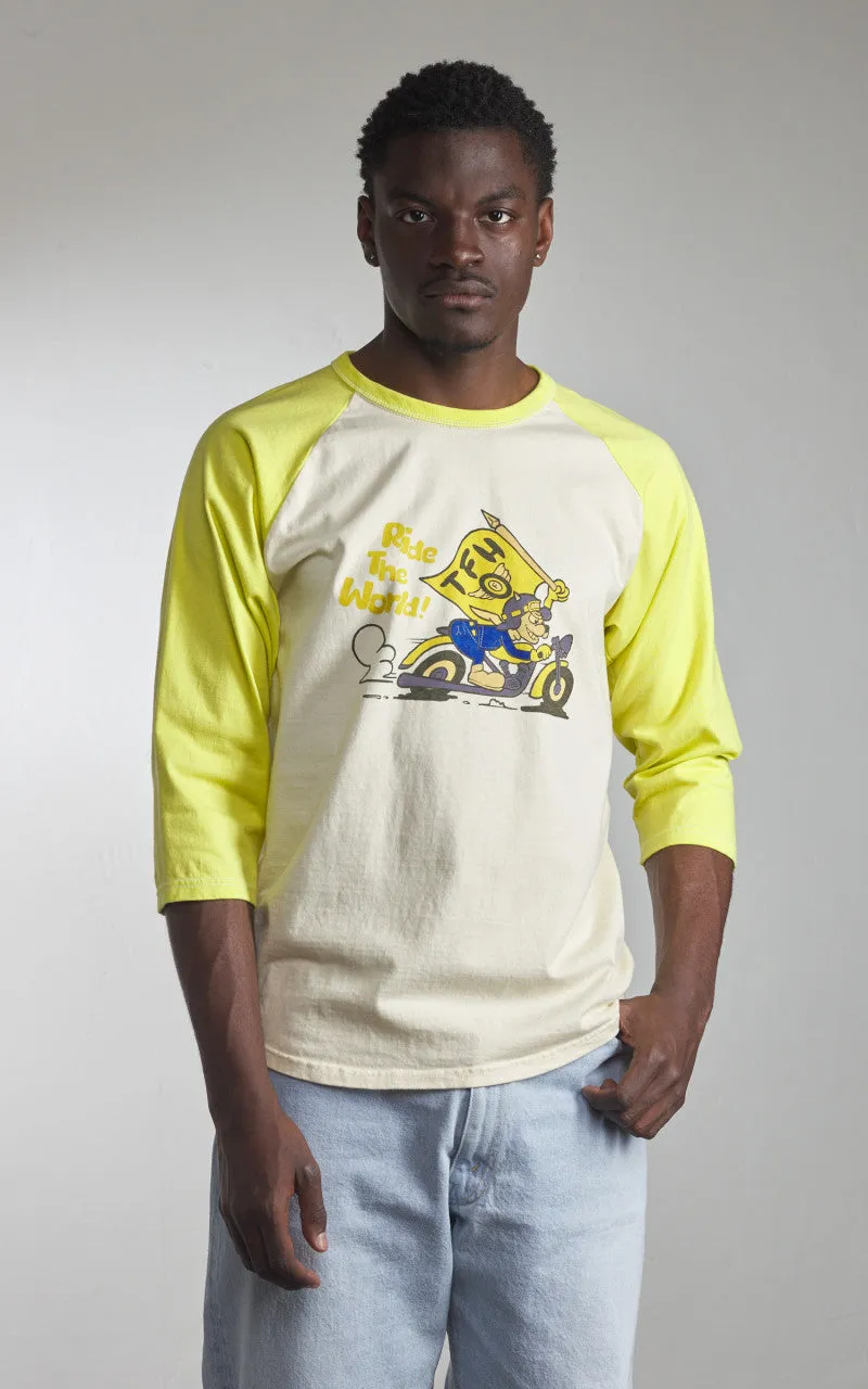 The Flat Head FN-TSRB-003 Raglan Qaurter Sleeve R.T.W. Ivory/Yellow sold by Cultizm product image thumbnail 2