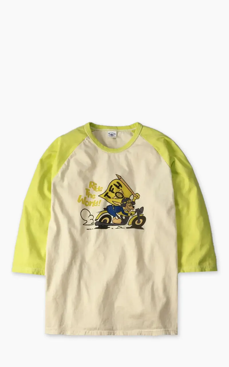 The Flat Head FN-TSRB-003 Raglan Qaurter Sleeve R.T.W. Ivory/Yellow sold by Cultizm product image thumbnail 5
