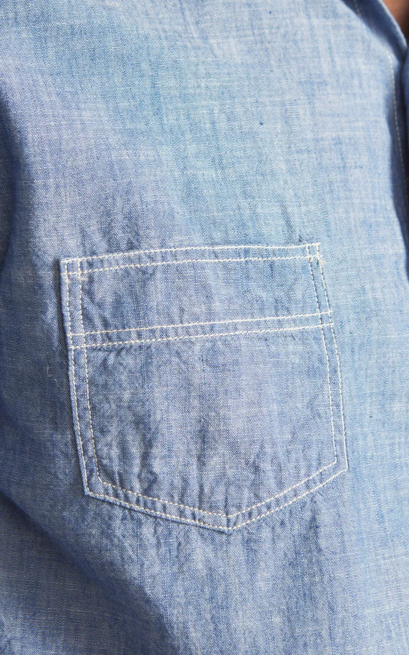 Fullcount 4091 20s Short Chambray Shirt Blue sold by Cultizm product image thumbnail 4