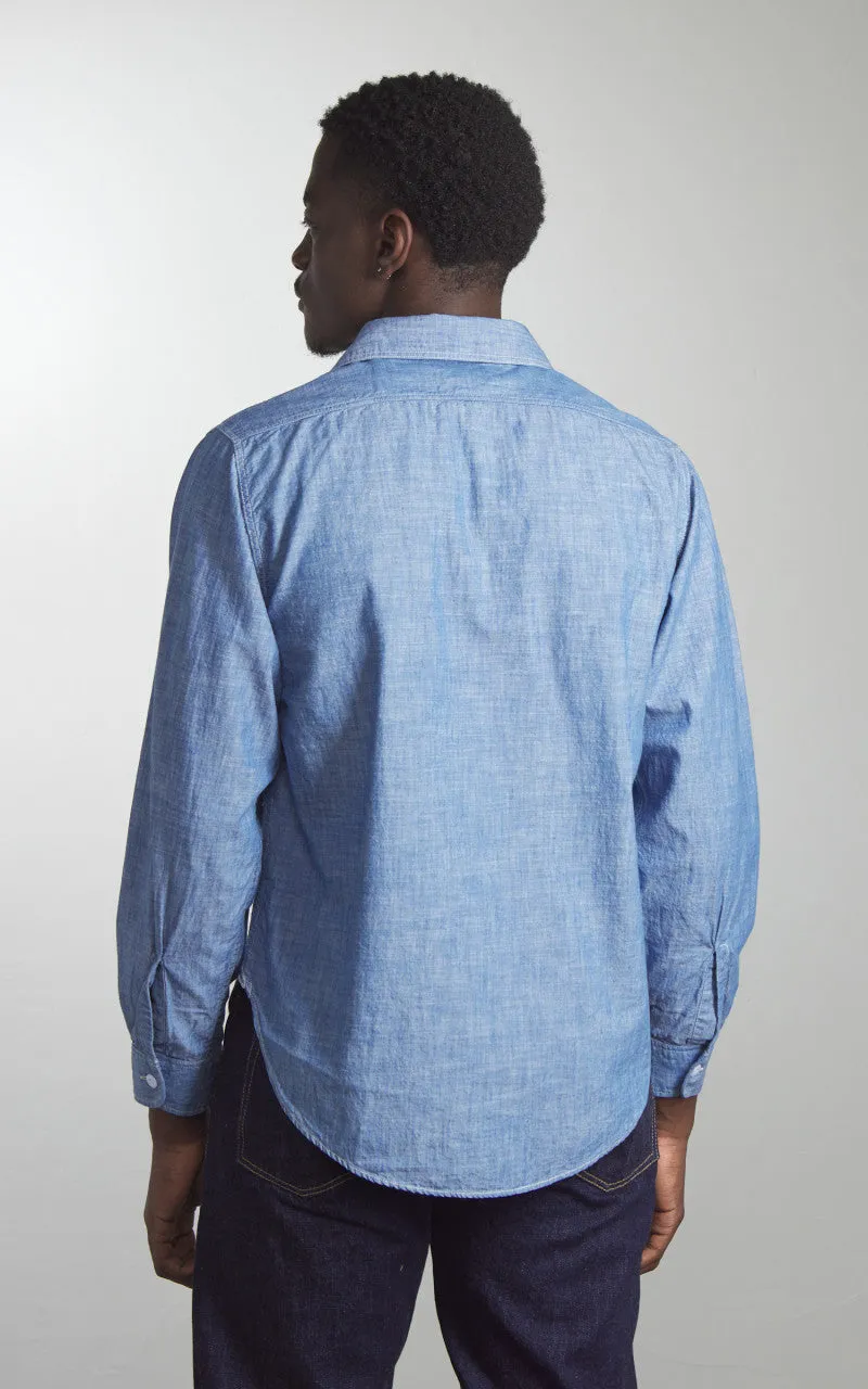 Fullcount 4091 20s Short Chambray Shirt Blue sold by Cultizm product image thumbnail 5