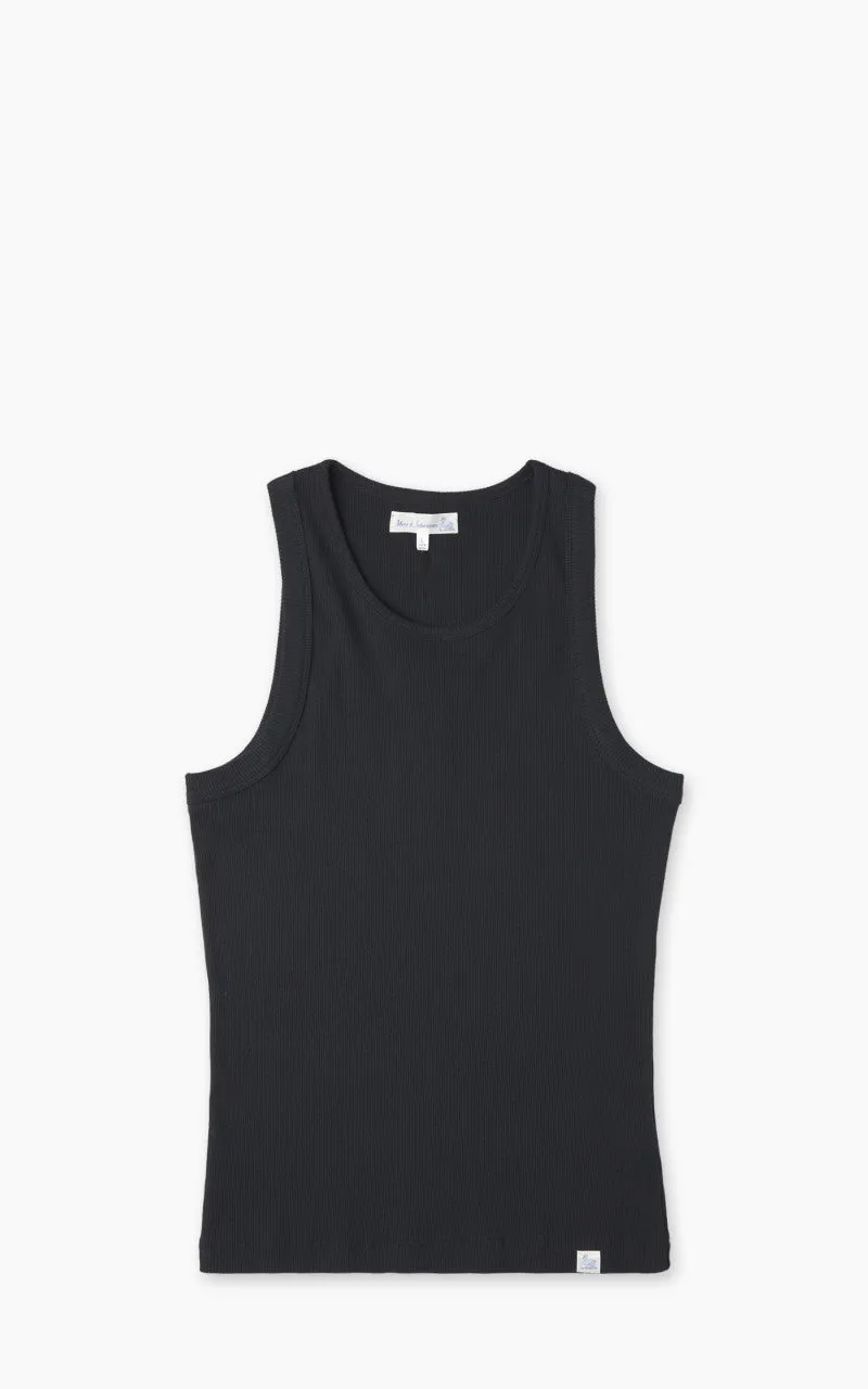 Merz b. Schwanen RIBTANK01 Ribbed Tank Top Charcoal sold by Cultizm