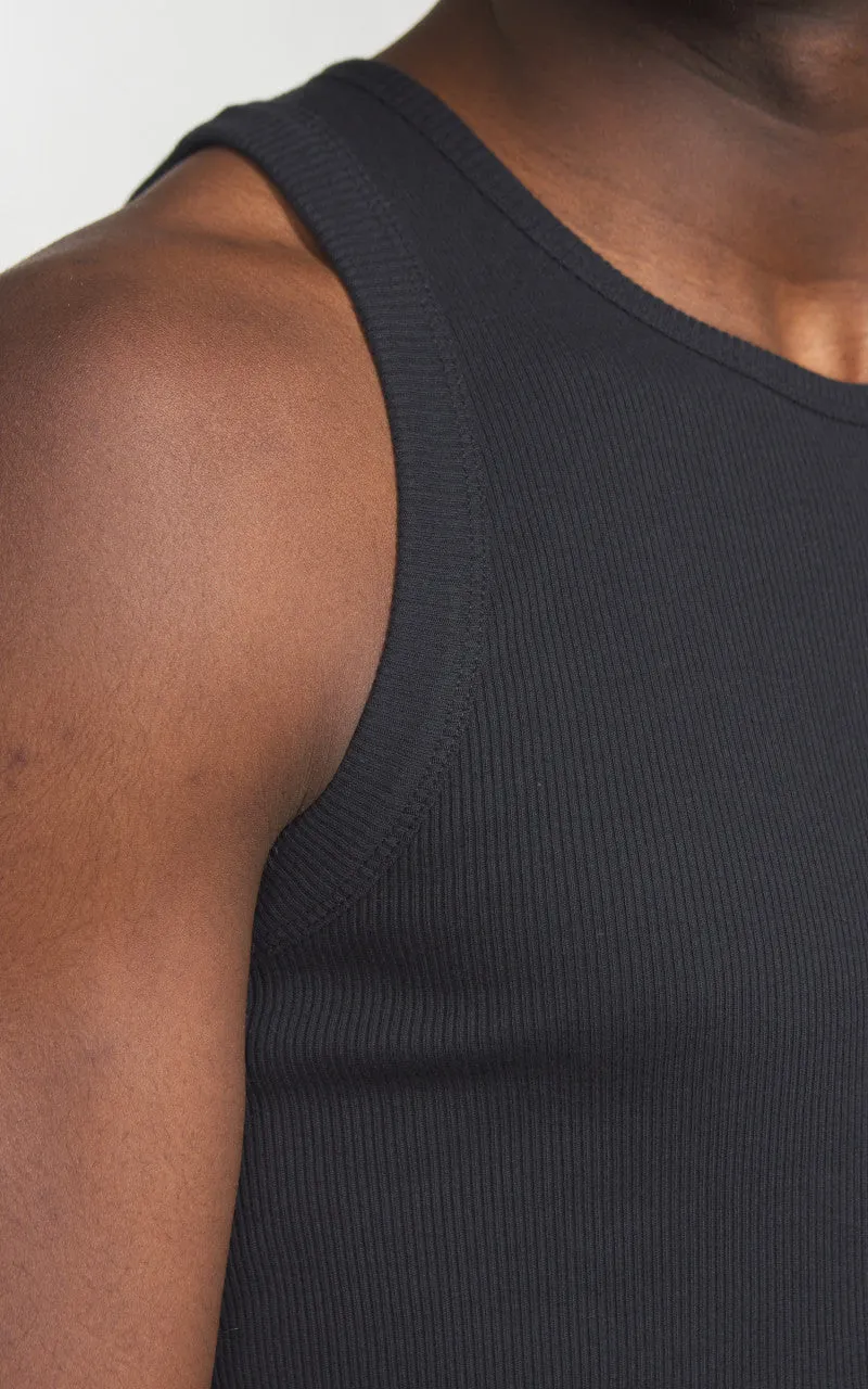 Merz b. Schwanen RIBTANK01 Ribbed Tank Top Charcoal sold by Cultizm product image thumbnail 4