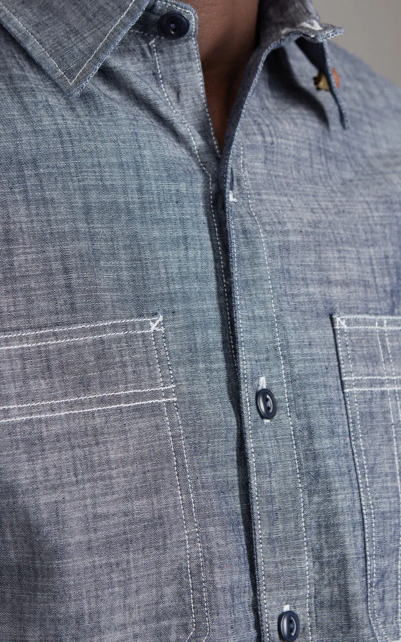 Tellason Fisher Shirt New Chrambray Blue sold by Cultizm product image thumbnail 5