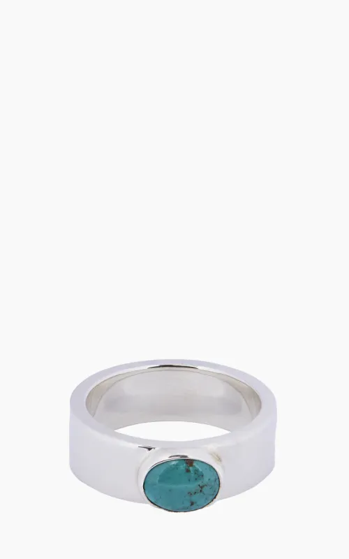 First Arrow's R-081 Flat Hammered Ring Silver With Turquoise sold by Cultizm