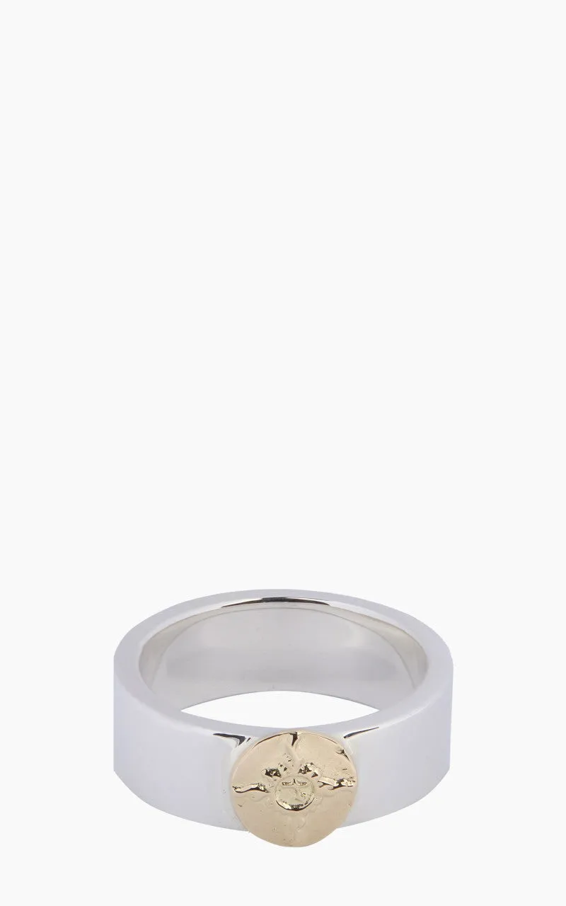 First Arrow's R-001 Flat Hammered Ring Silver With K18 sold by Cultizm