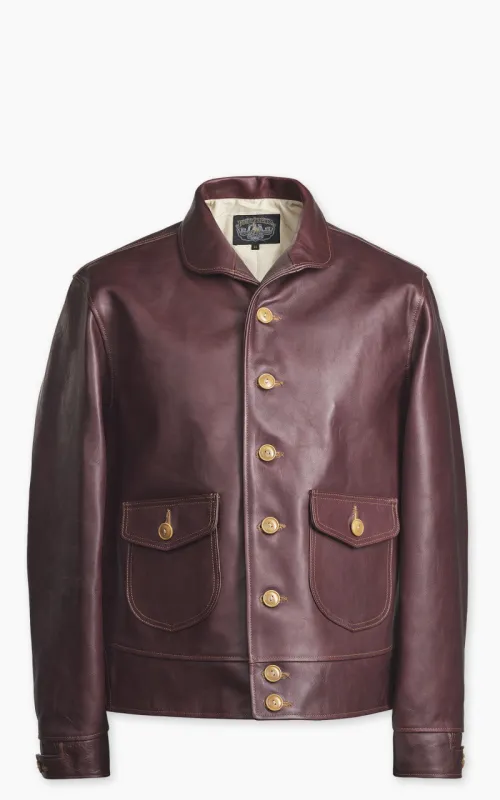 Double Helix Classic 1920s Horsehide Leather Jacket Burgundy sold by Cultizm