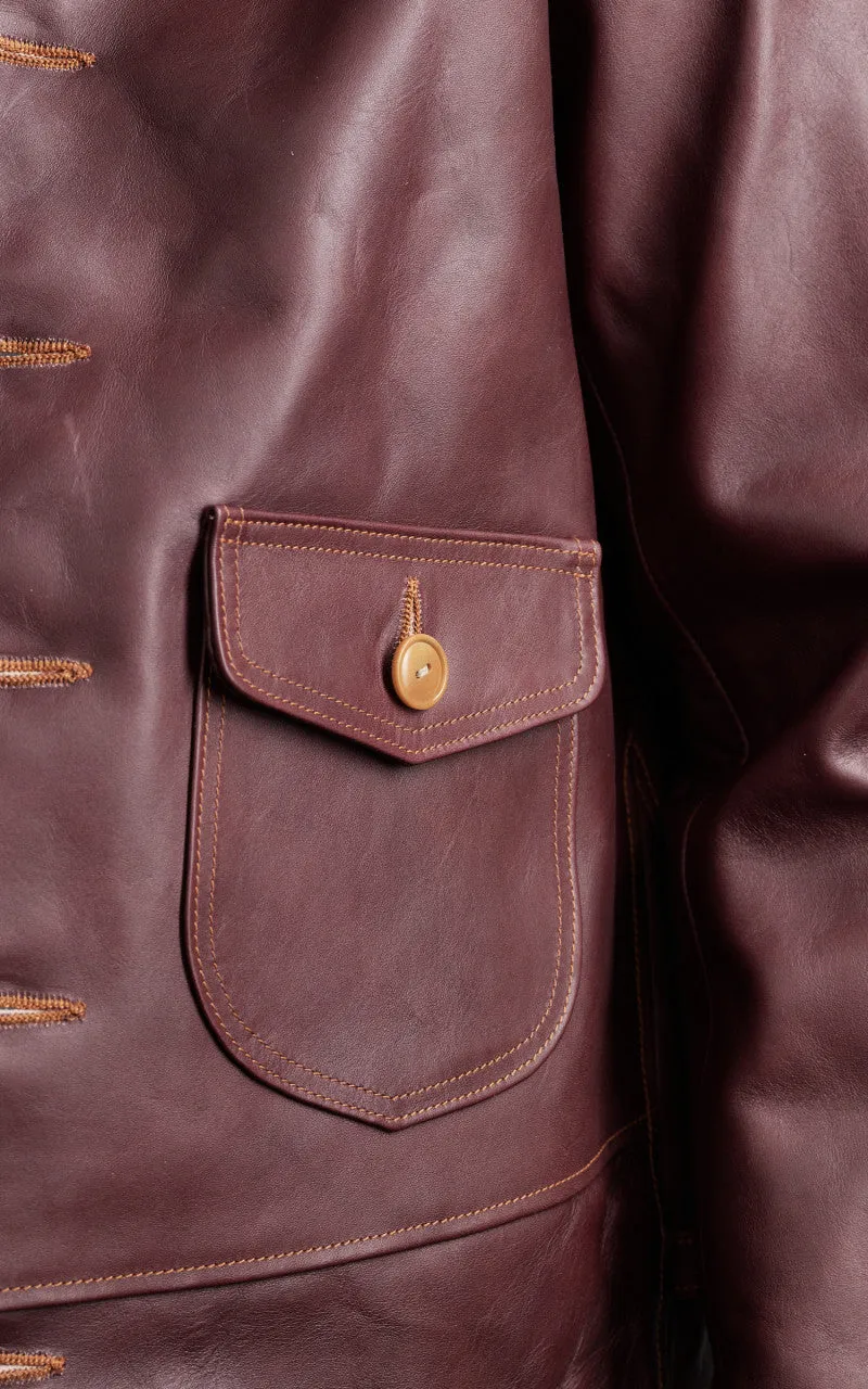 Double Helix Classic 1920s Horsehide Leather Jacket Burgundy sold by Cultizm product image thumbnail 5