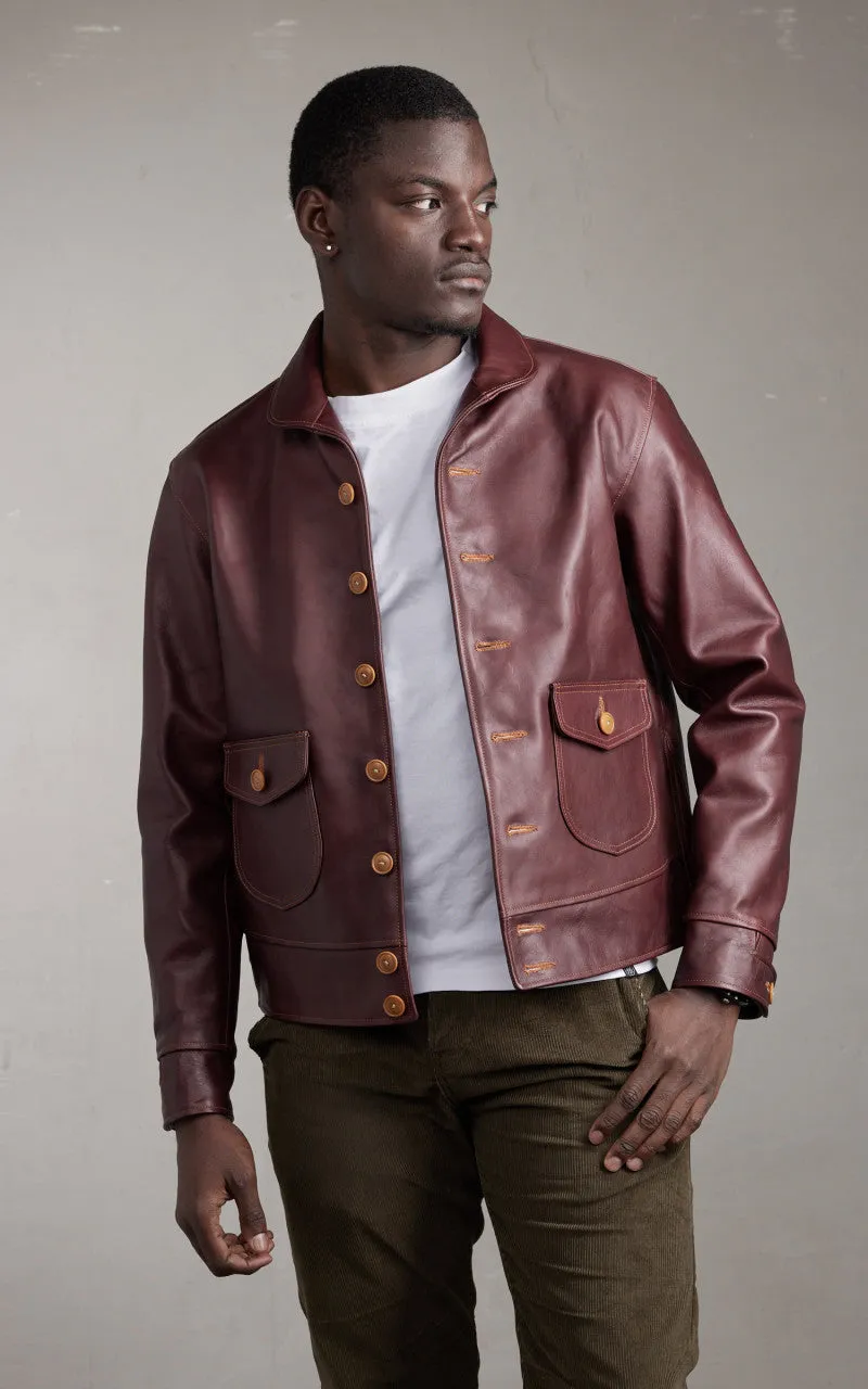Double Helix Classic 1920s Horsehide Leather Jacket Burgundy sold by Cultizm product image thumbnail 2