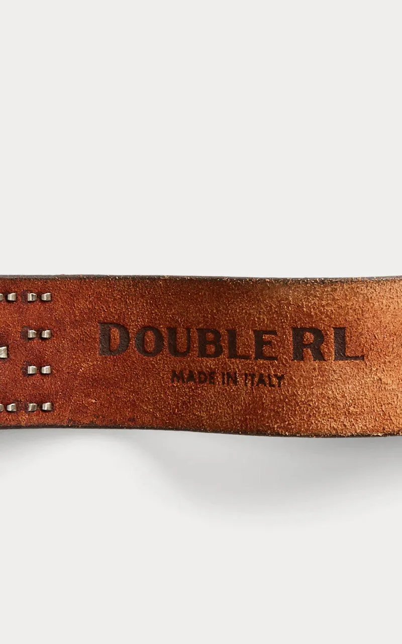 RRL Garrison Studded Leather Belt Black Over Brown sold by Cultizm product image thumbnail 5