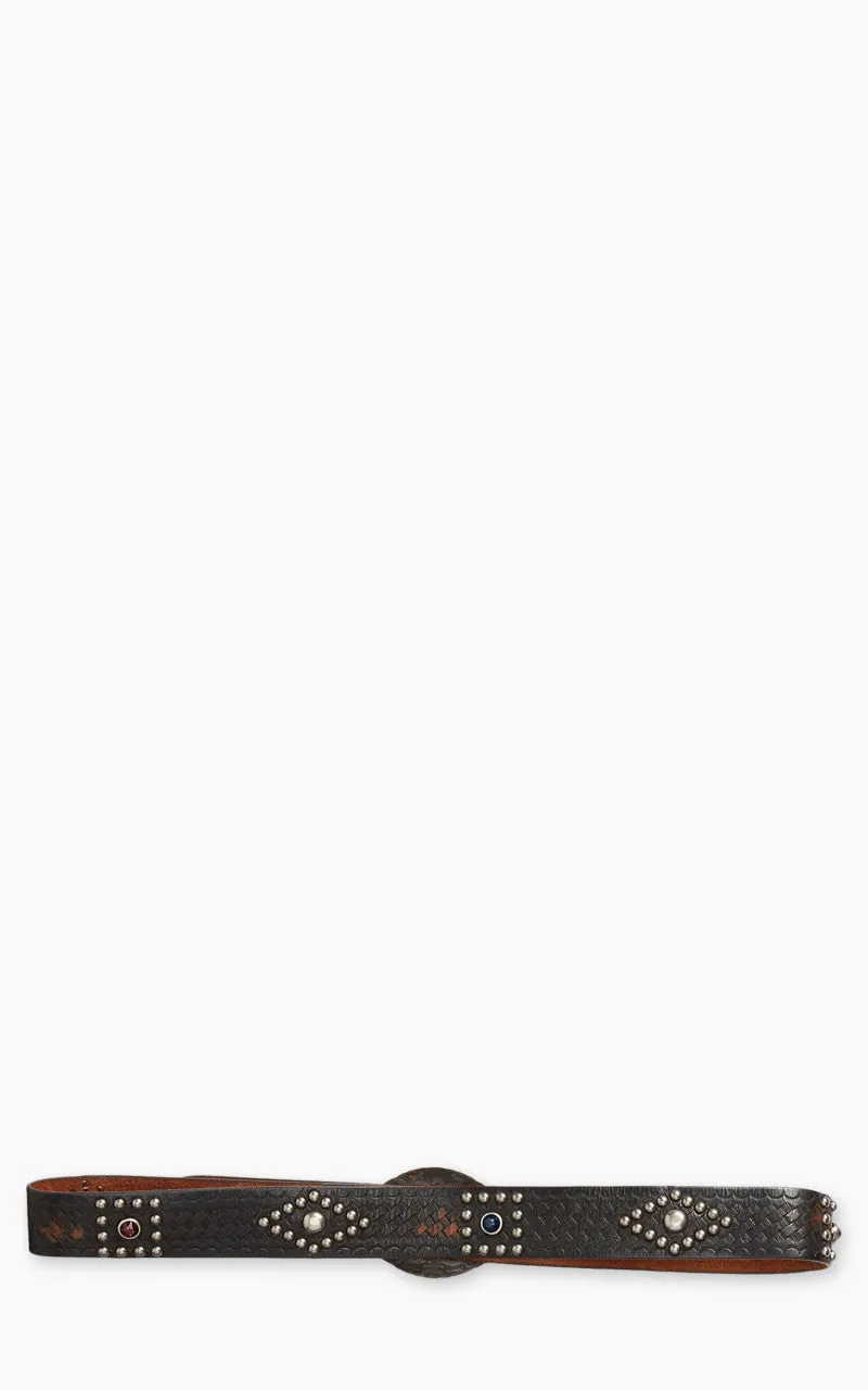 RRL Garrison Studded Leather Belt Black Over Brown sold by Cultizm product image thumbnail 3