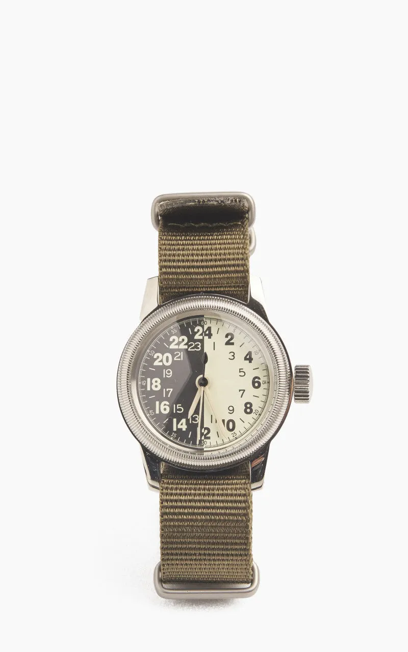 M.R.M.W. A-17 Vintage Military Watch Green Nylon Strap Night & Day sold by Cultizm
