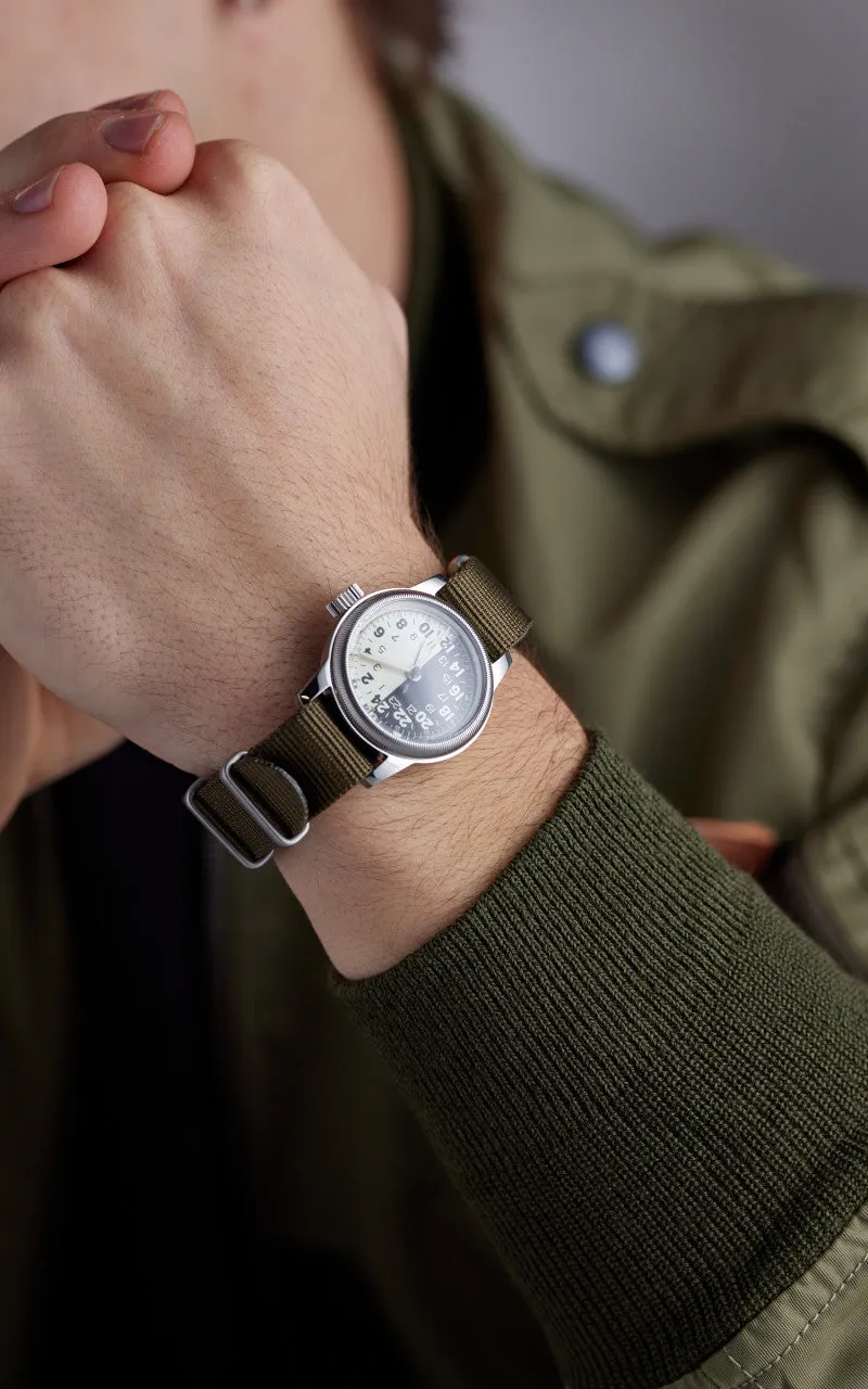 M.R.M.W. A-17 Vintage Military Watch Green Nylon Strap Night & Day sold by Cultizm product image thumbnail 2