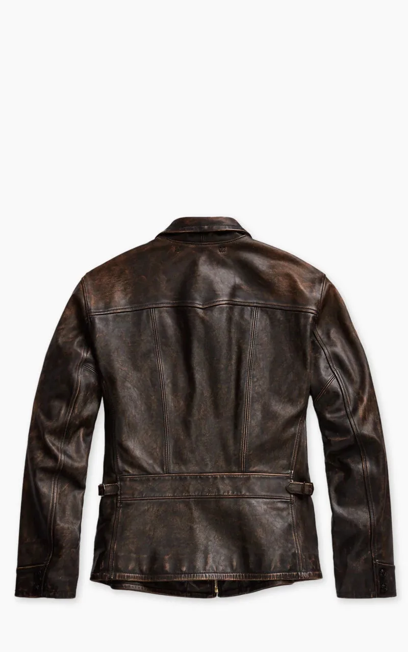 RRL Lynton Moto Leather Jacket Black Over Brown sold by Cultizm product image thumbnail 4