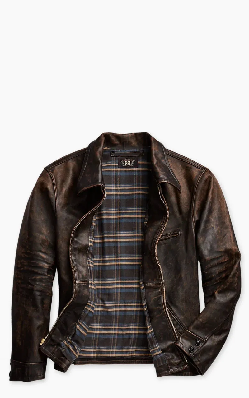 RRL Lynton Moto Leather Jacket Black Over Brown sold by Cultizm product image thumbnail 3