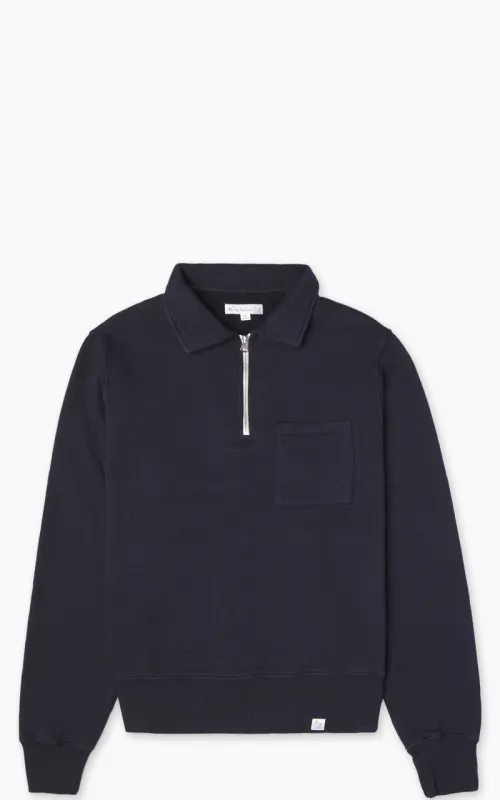 Merz b. Schwanen ZIPC01 Zip Collar Sweatshirt Dark Navy sold by Cultizm