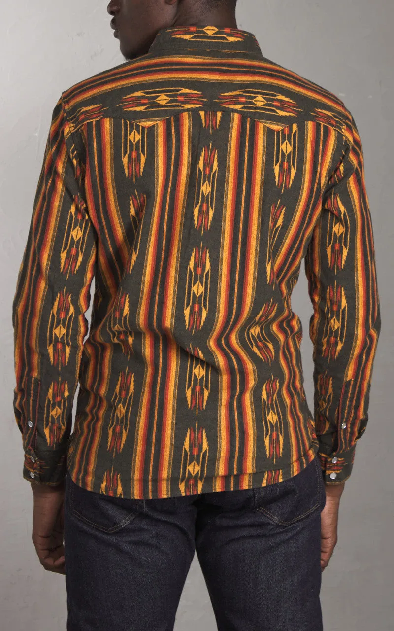 The Flat Head FN-SCW-018L Native Border Striped Flannel Western Shirt Black sold by Cultizm product image thumbnail 4