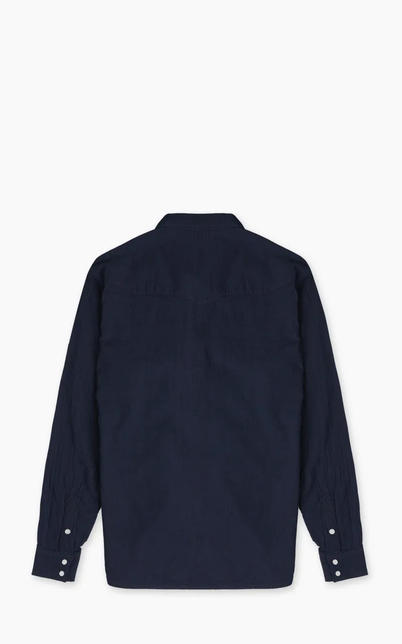 The Flat Head FN-SCW-002L Indigo Dobby Western Shirt Blue sold by Cultizm product image thumbnail 4