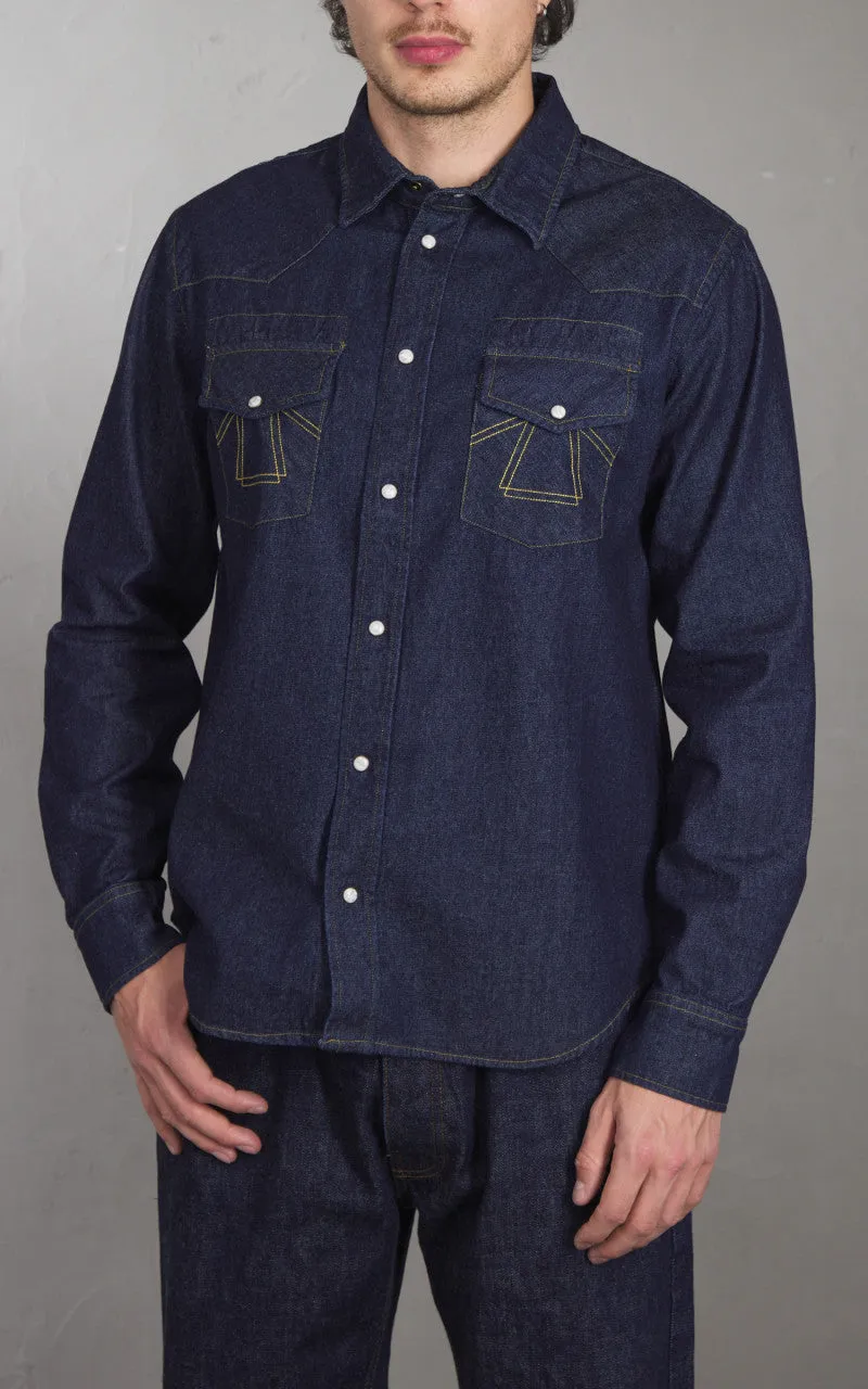 Eat Dust Western Texas Denim Shirt Indigo sold by Cultizm product image thumbnail 2