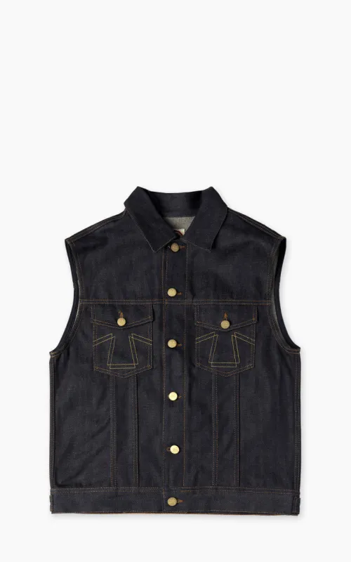 Eat Dust Fit 736 Biker Denim Vest Indigo Blue 13.75oz sold by Cultizm